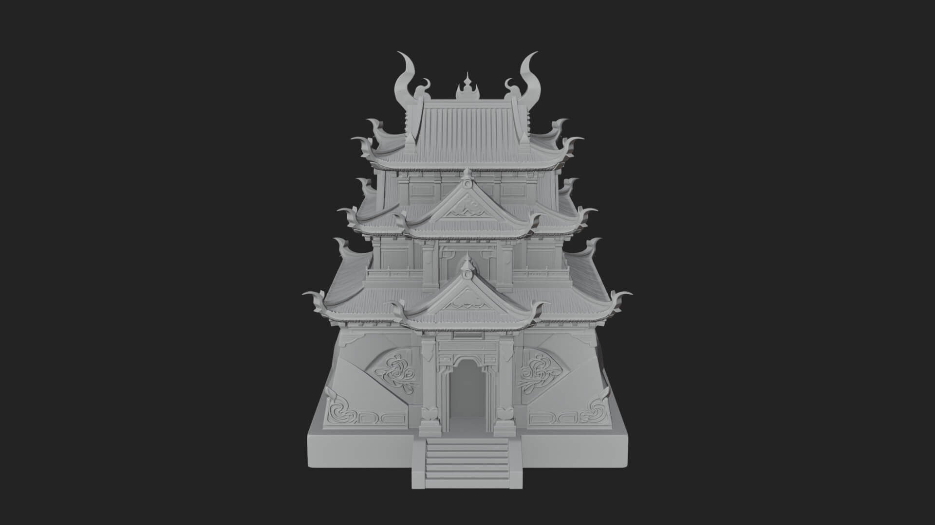 Tiered Pagoda Hall Temple Design 46 3D Print Model 3D Model