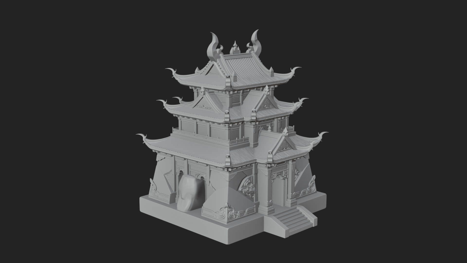 Tiered Pagoda Hall Temple Design 46 3D Print Model 3D Model