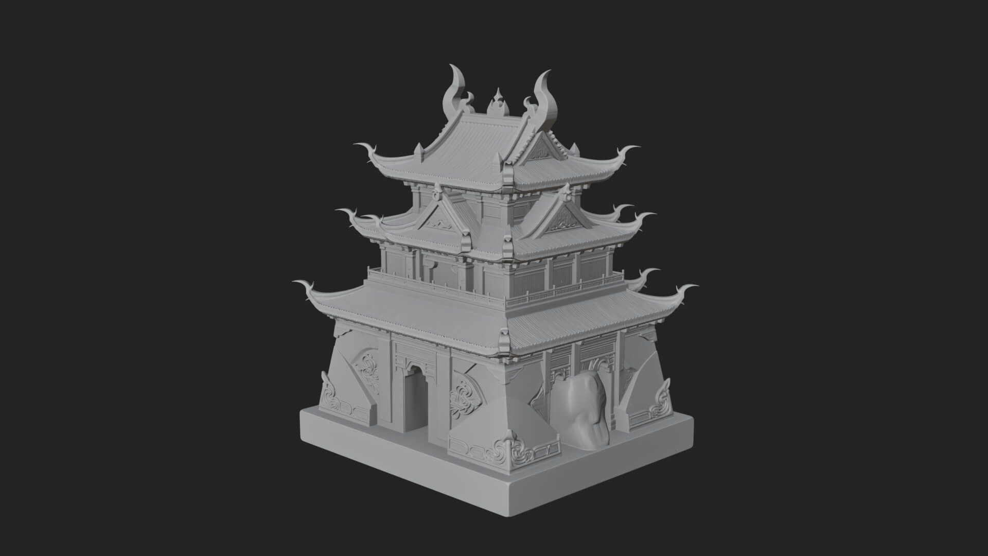 Tiered Pagoda Hall Temple Design 46 3D Print Model 3D Model
