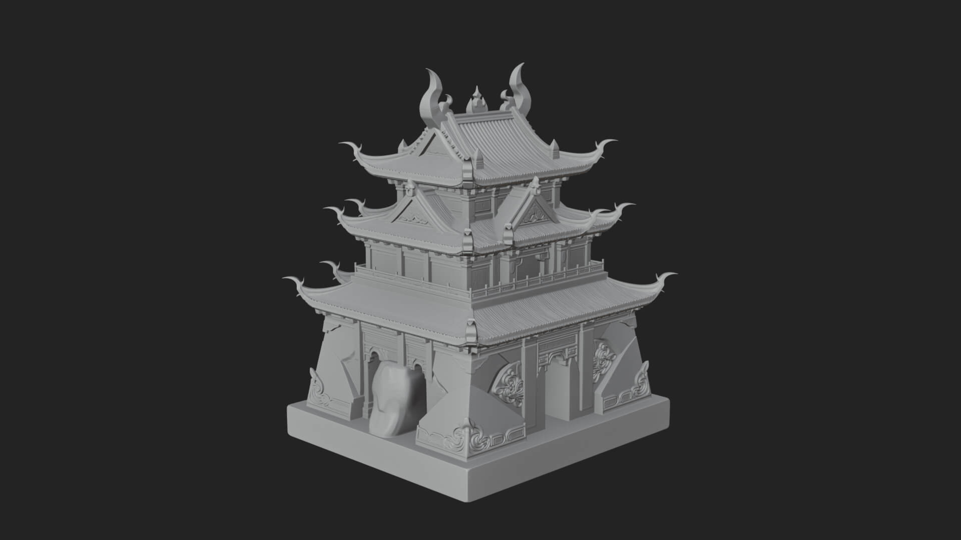 Tiered Pagoda Hall Temple Design 46 3D Print Model 3D Model