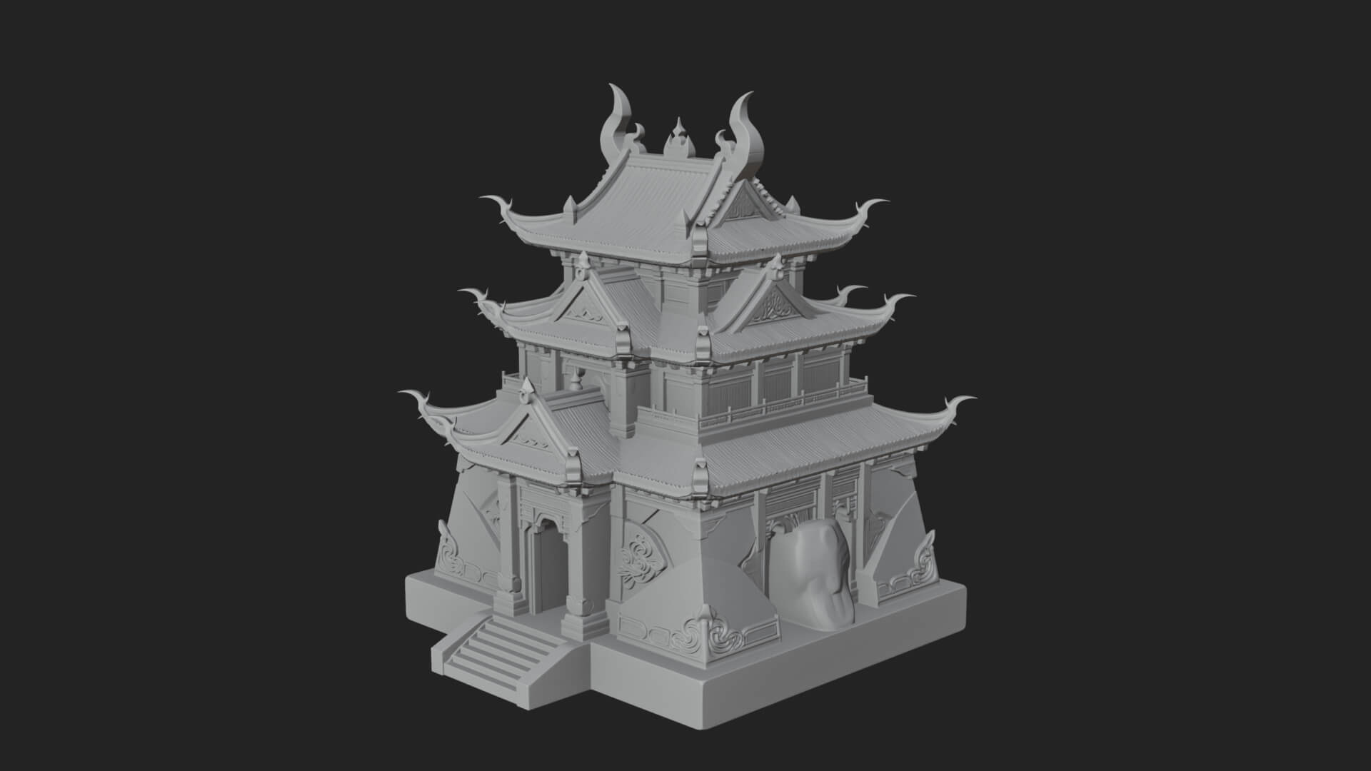 Tiered Pagoda Hall Temple Design 46 3D Print Model 3D Model