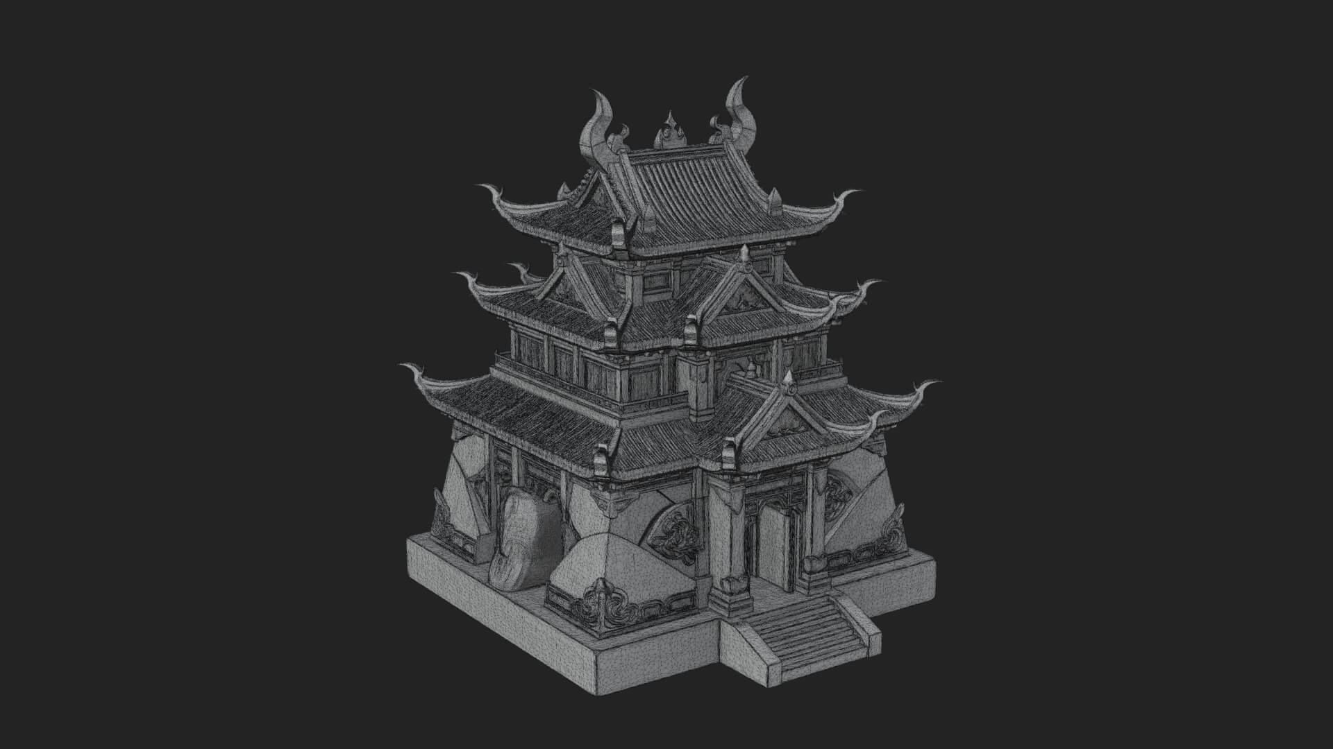 Tiered Pagoda Hall Temple Design 46 3D Print Model 3D Model