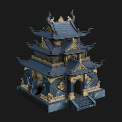 Tiered Pagoda Hall Temple Design 46 3D Print Model