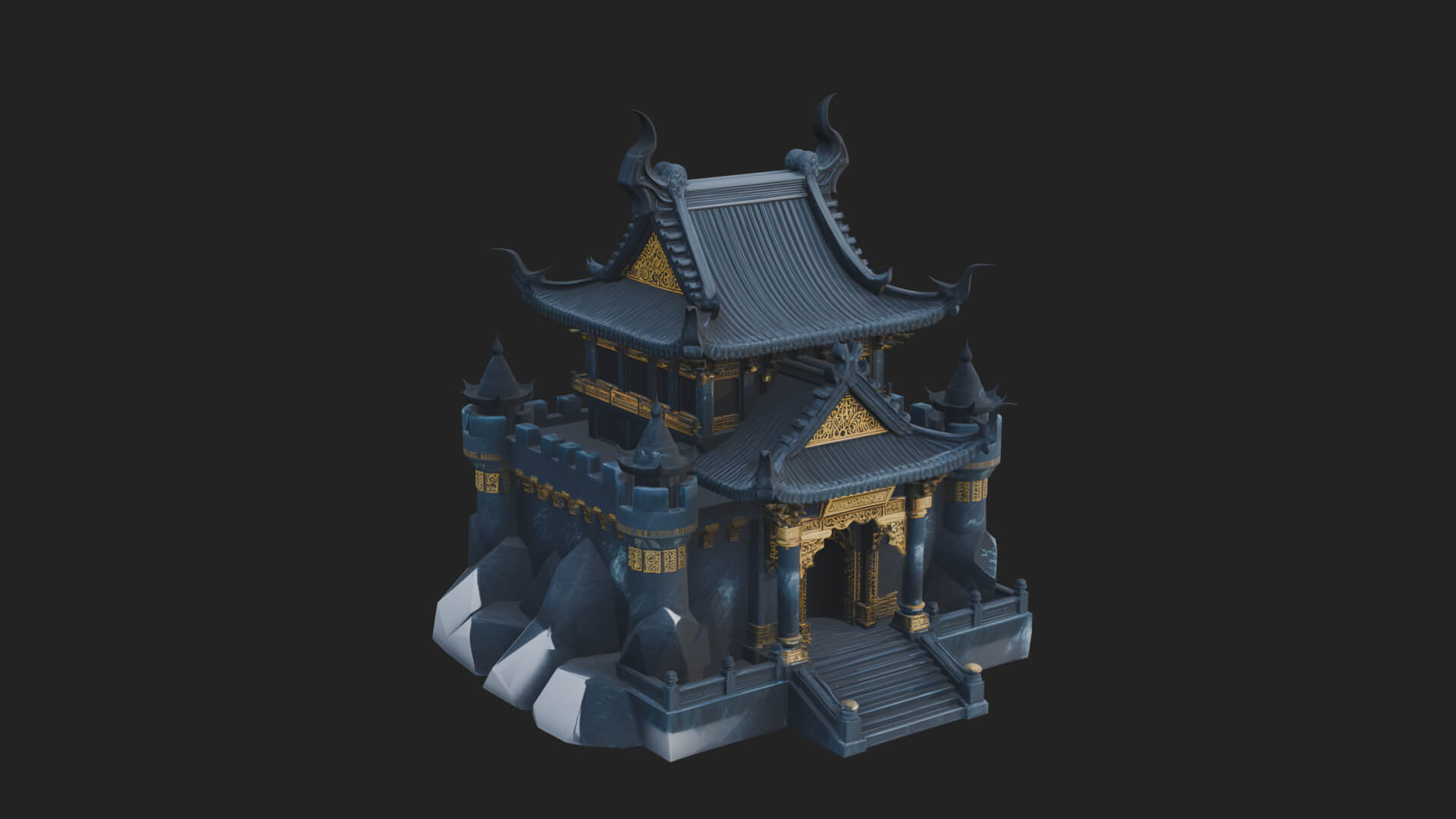 Tiered Pagoda Hall Temple Design 47 3D Print Model 3D Model