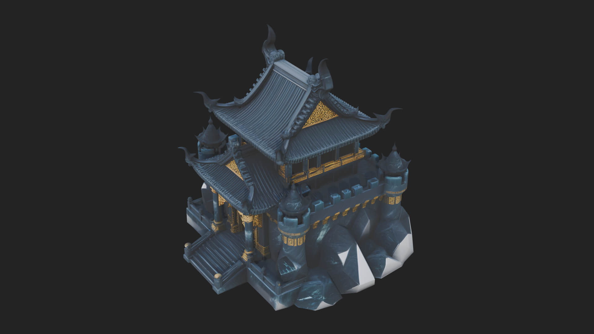Tiered Pagoda Hall Temple Design 47 3D Print Model 3D Model