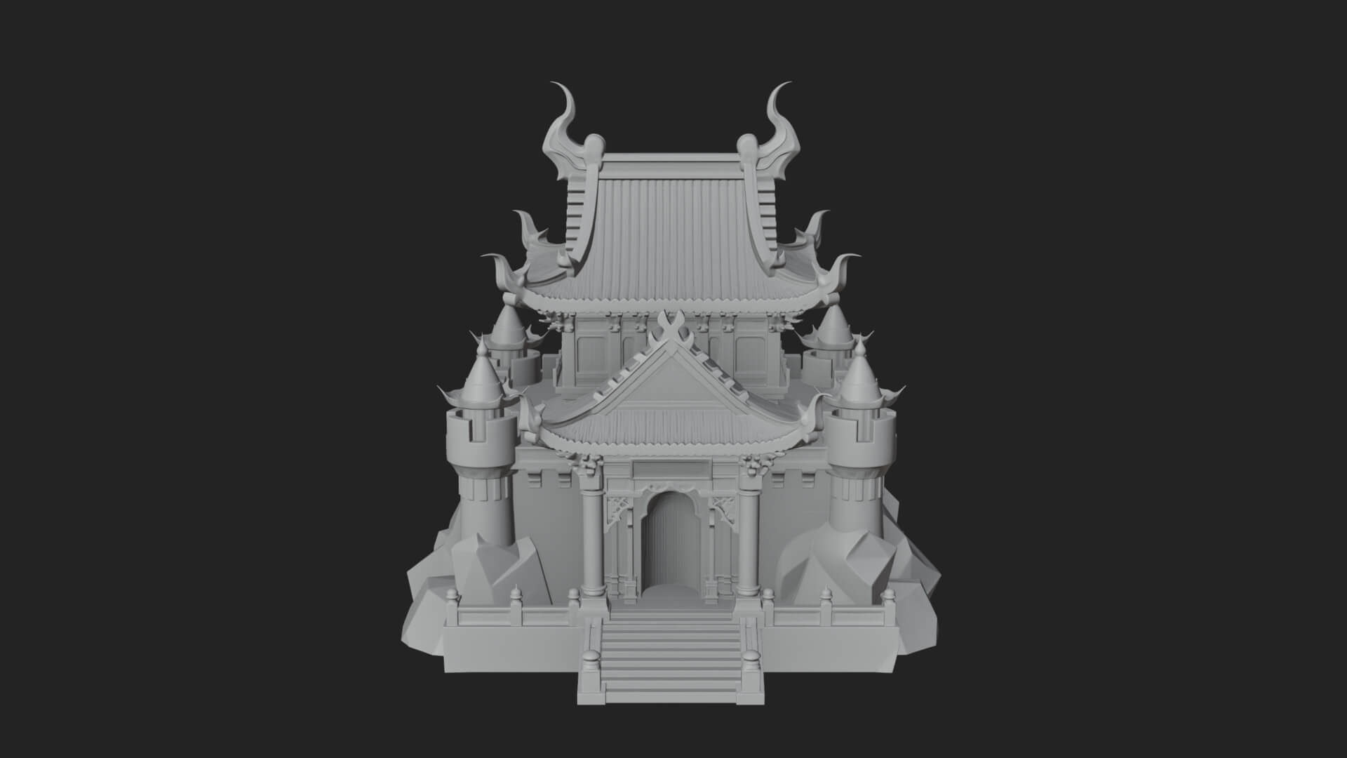 Tiered Pagoda Hall Temple Design 47 3D Print Model 3D Model