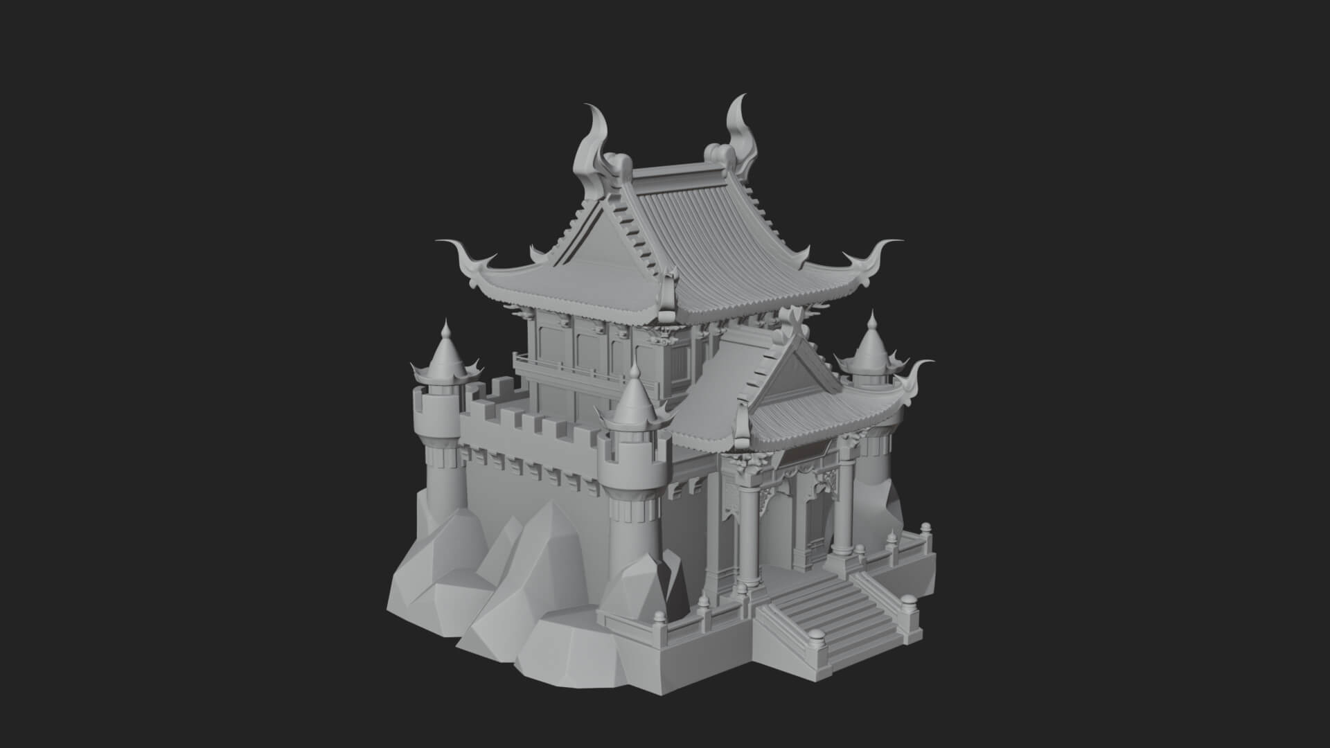 Tiered Pagoda Hall Temple Design 47 3D Print Model 3D Model