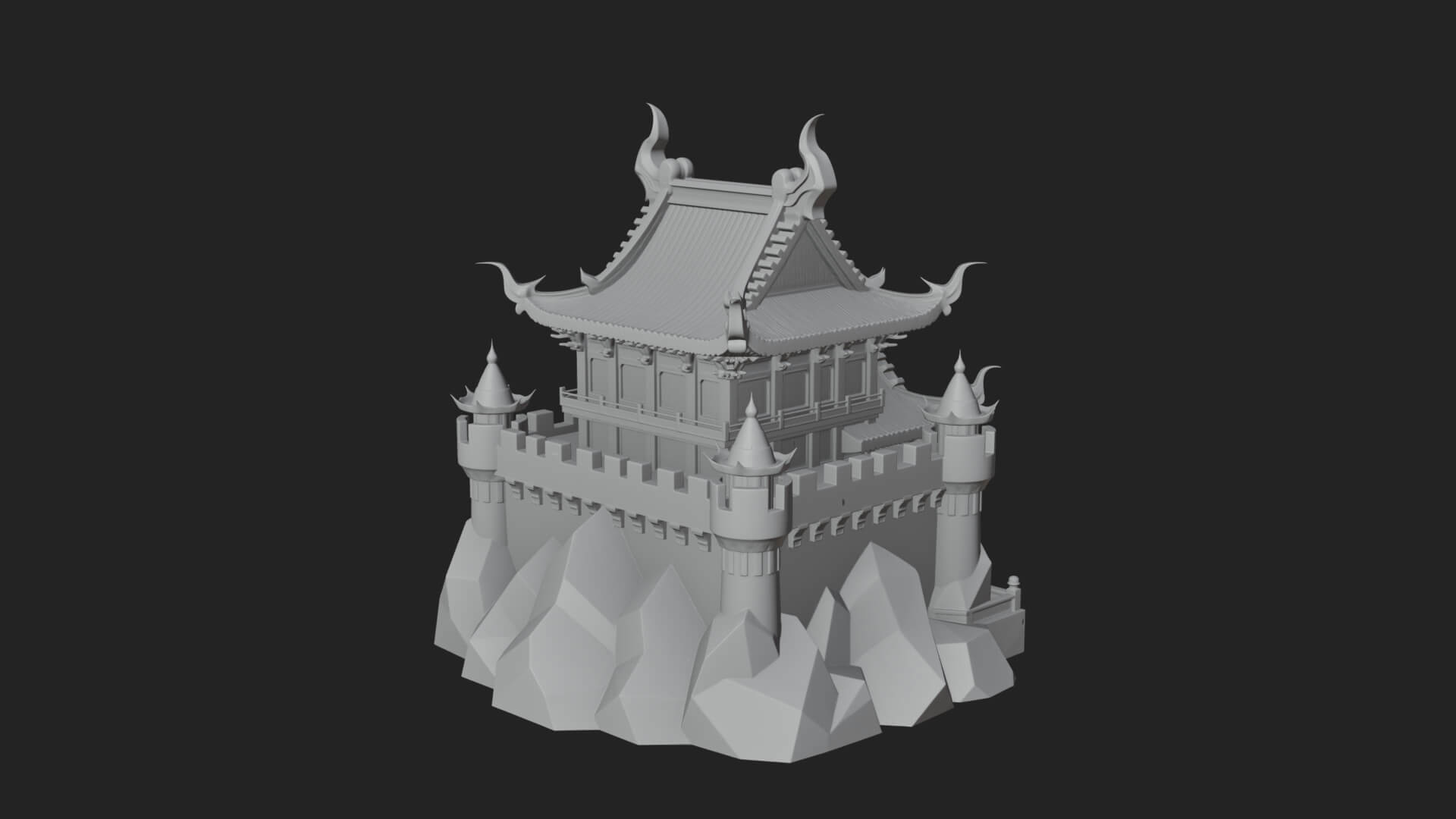 Tiered Pagoda Hall Temple Design 47 3D Print Model 3D Model
