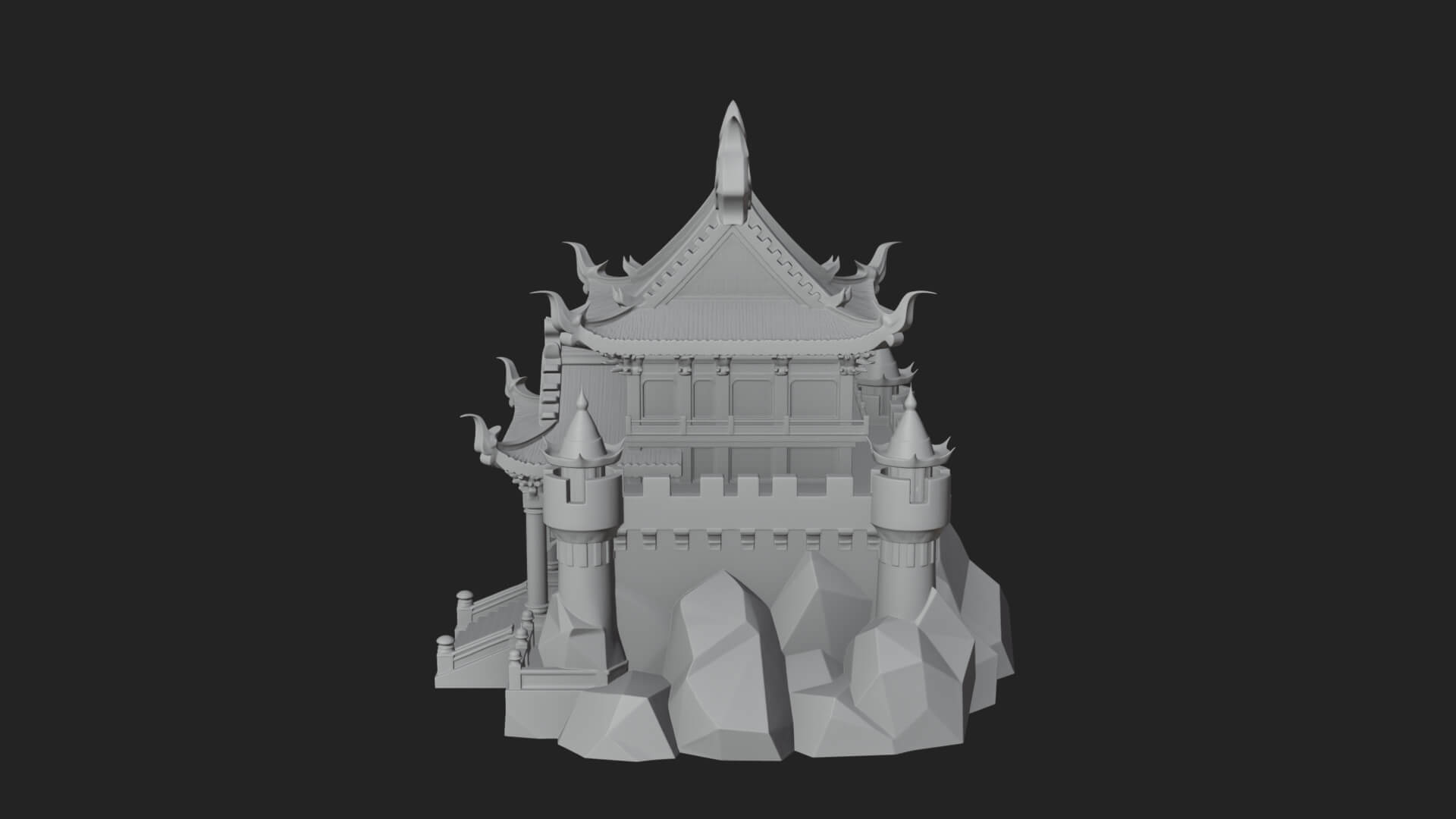 Tiered Pagoda Hall Temple Design 47 3D Print Model 3D Model