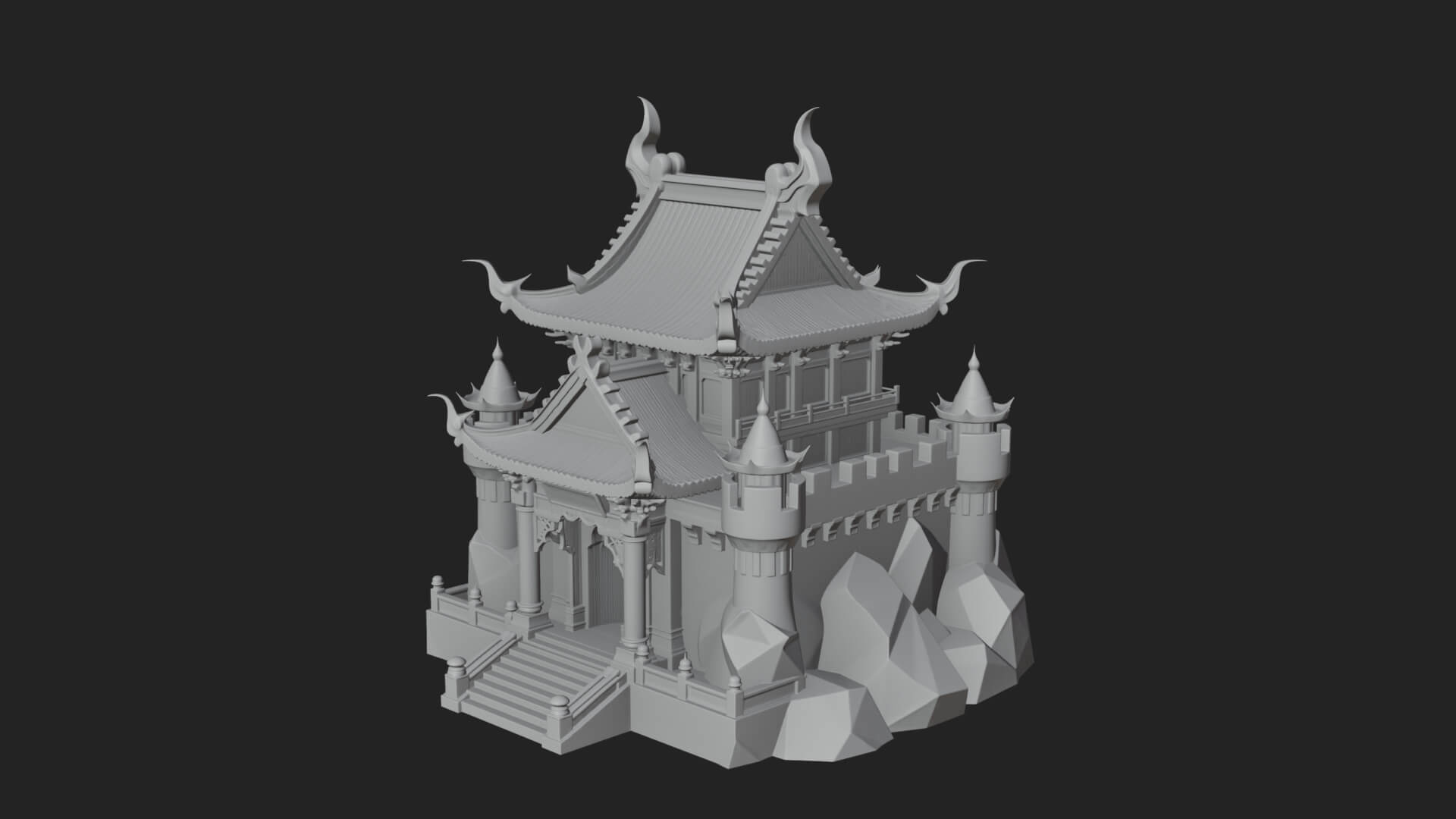 Tiered Pagoda Hall Temple Design 47 3D Print Model 3D Model