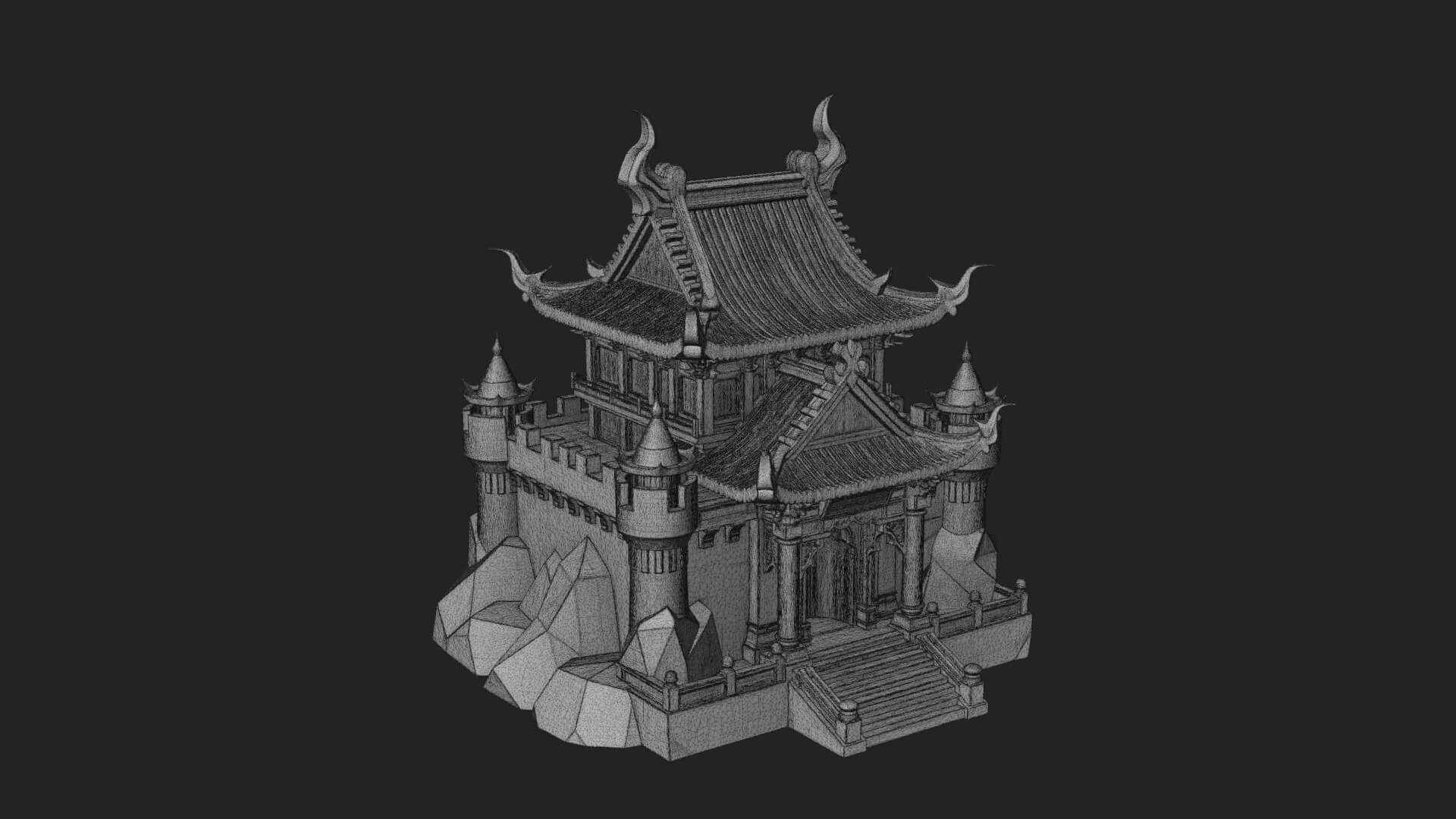 Tiered Pagoda Hall Temple Design 47 3D Print Model 3D Model