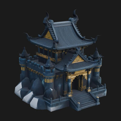 Tiered Pagoda Hall Temple Design 47 3D Print Model