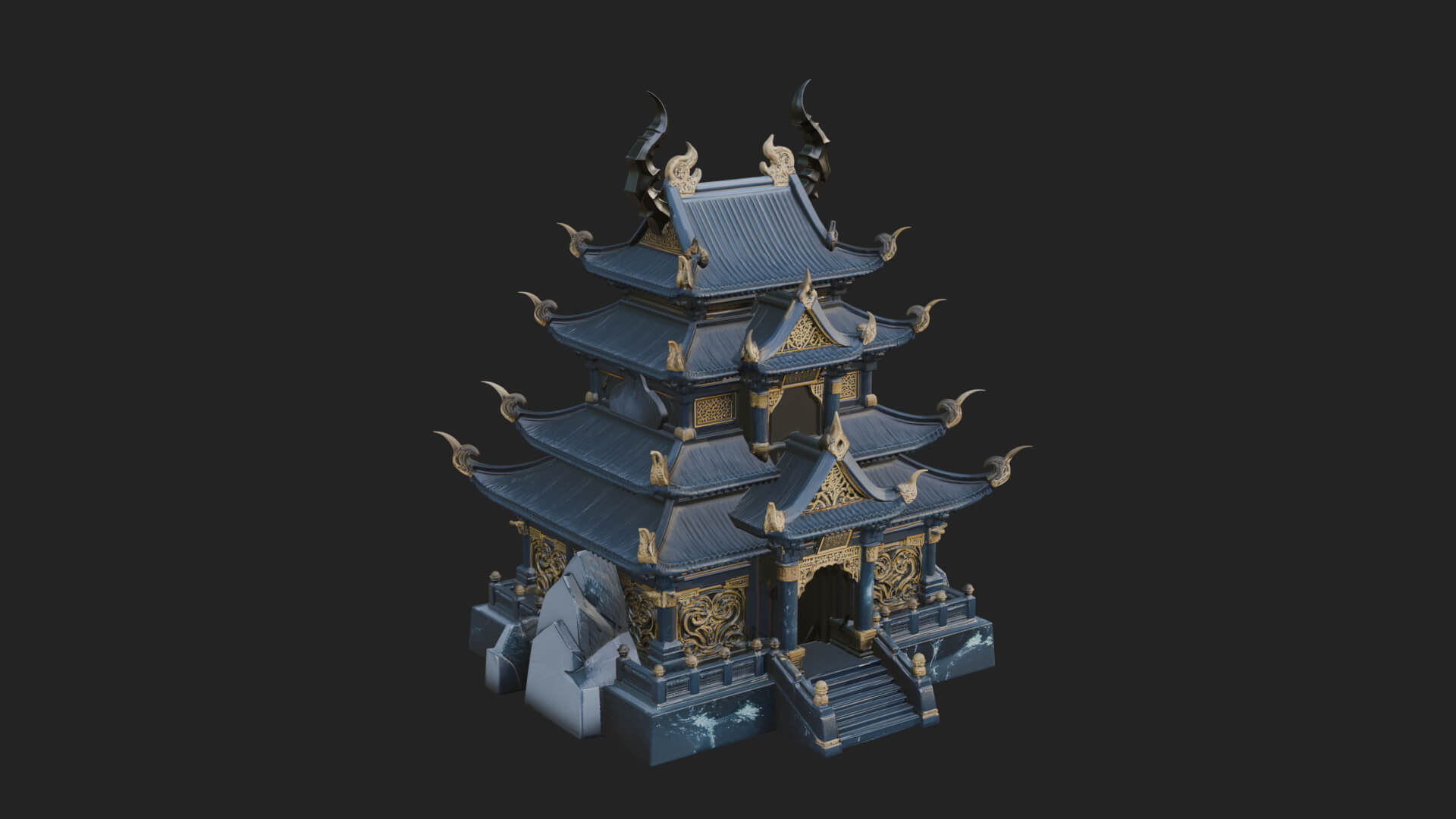 Tiered Pagoda Hall Temple Design 48 3D Print Model 3D Model