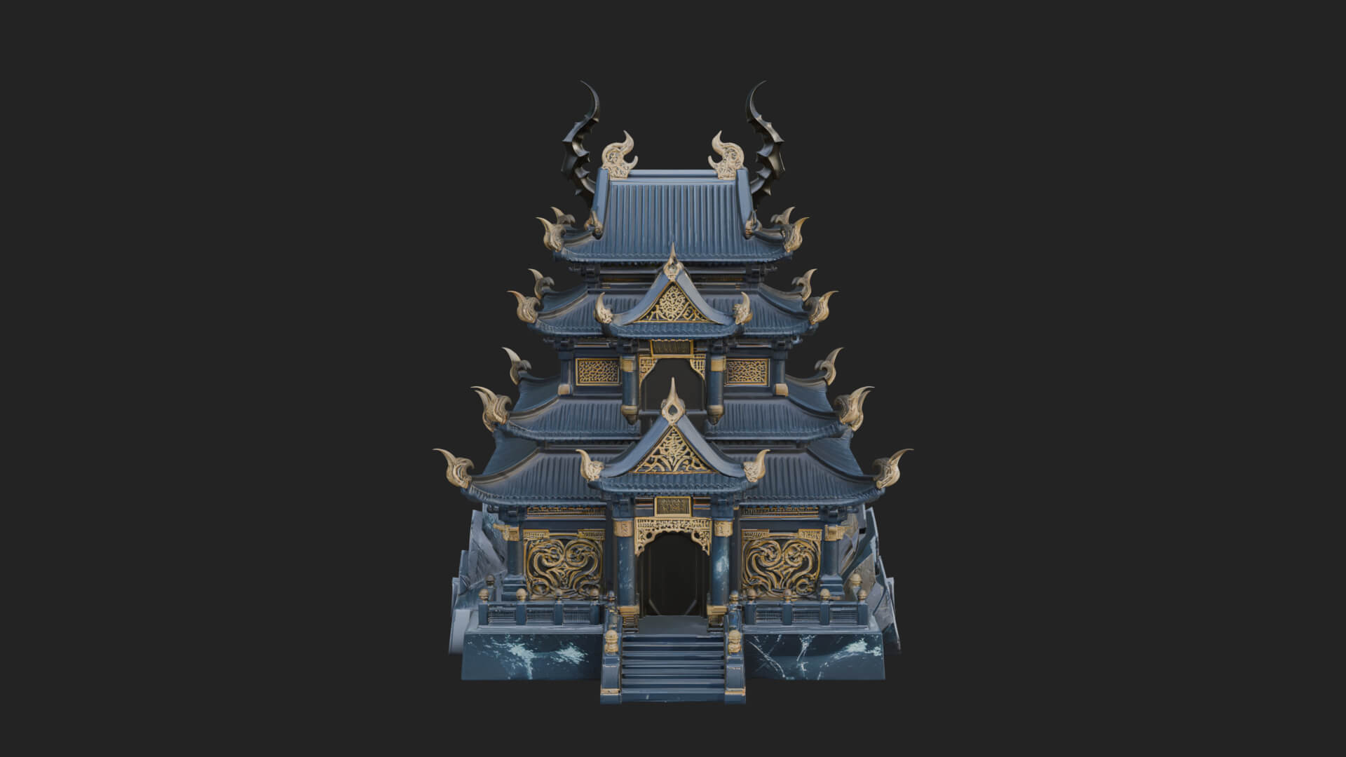 Tiered Pagoda Hall Temple Design 48 3D Print Model 3D Model