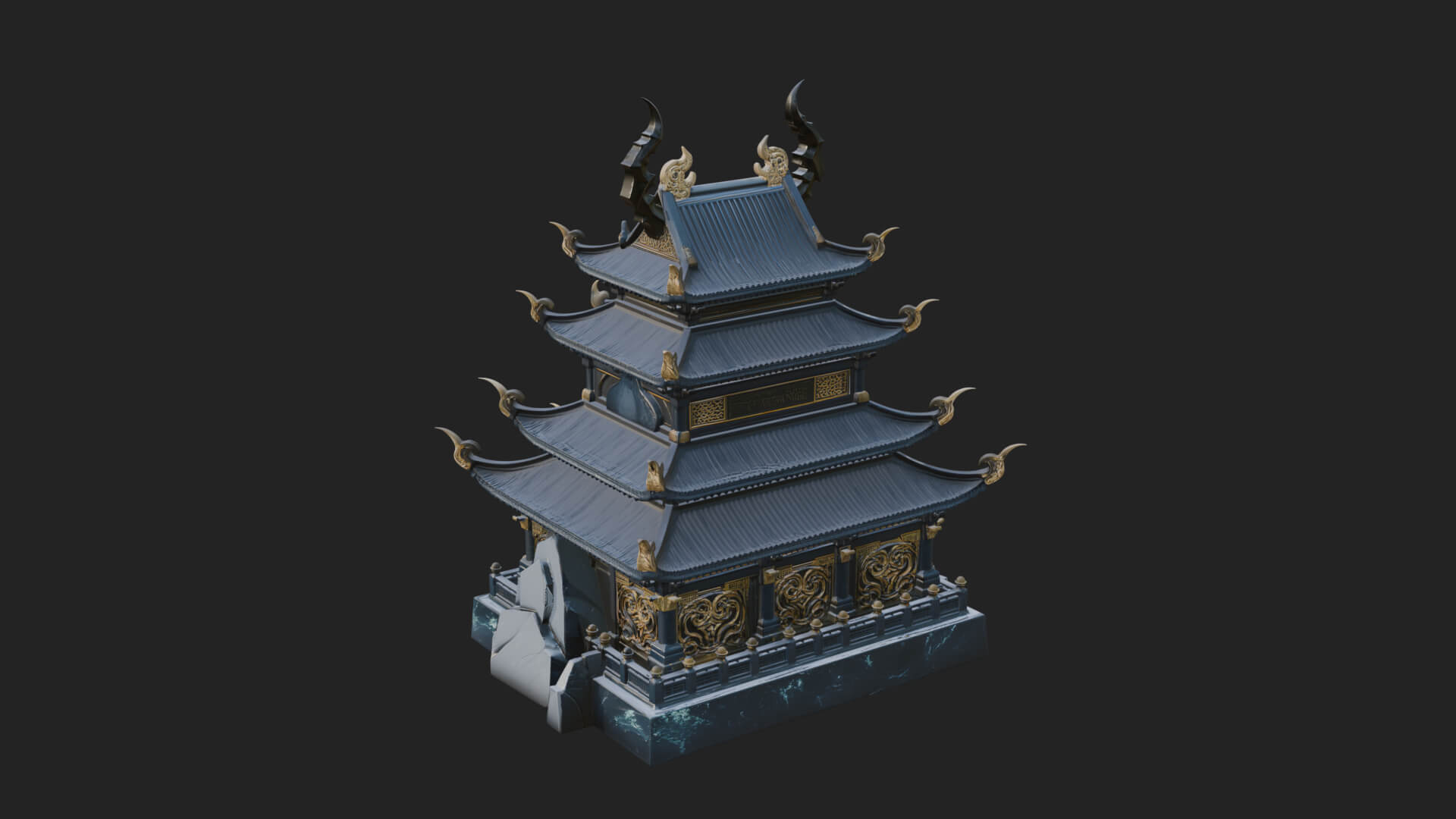 Tiered Pagoda Hall Temple Design 48 3D Print Model 3D Model