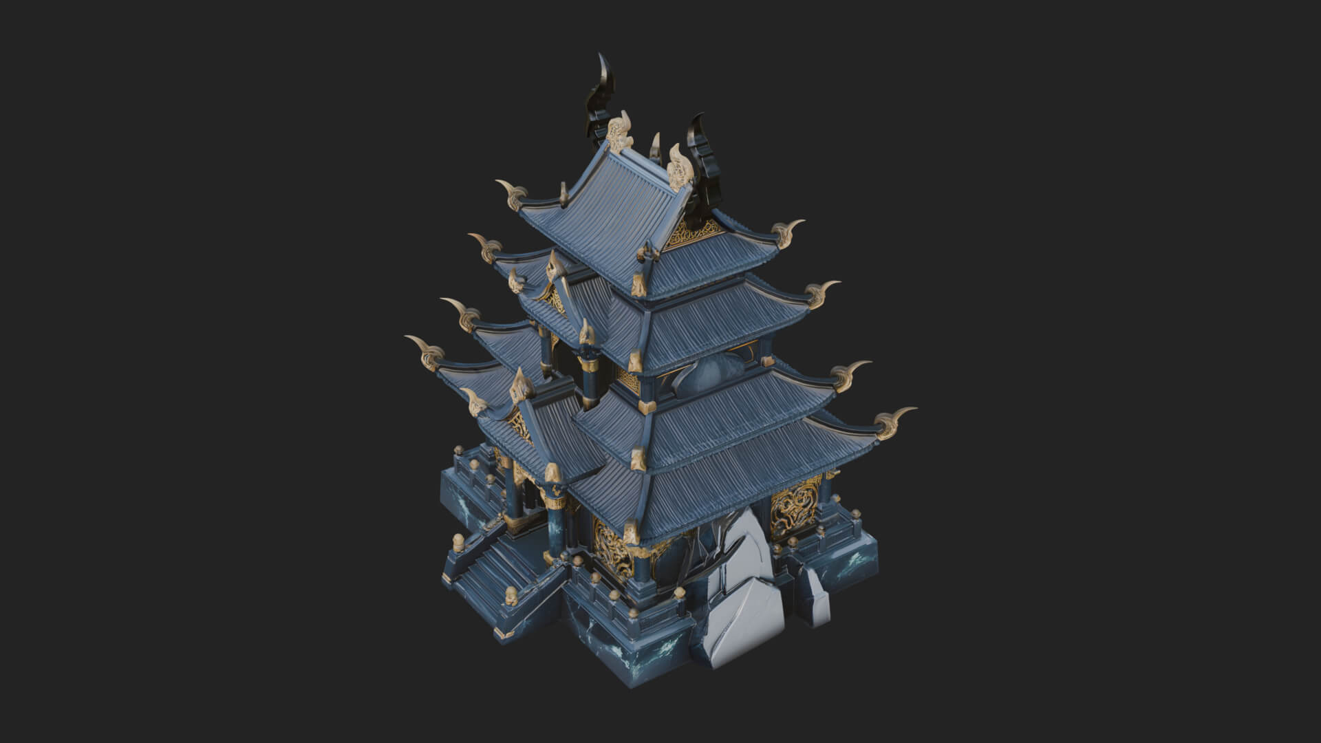 Tiered Pagoda Hall Temple Design 48 3D Print Model 3D Model