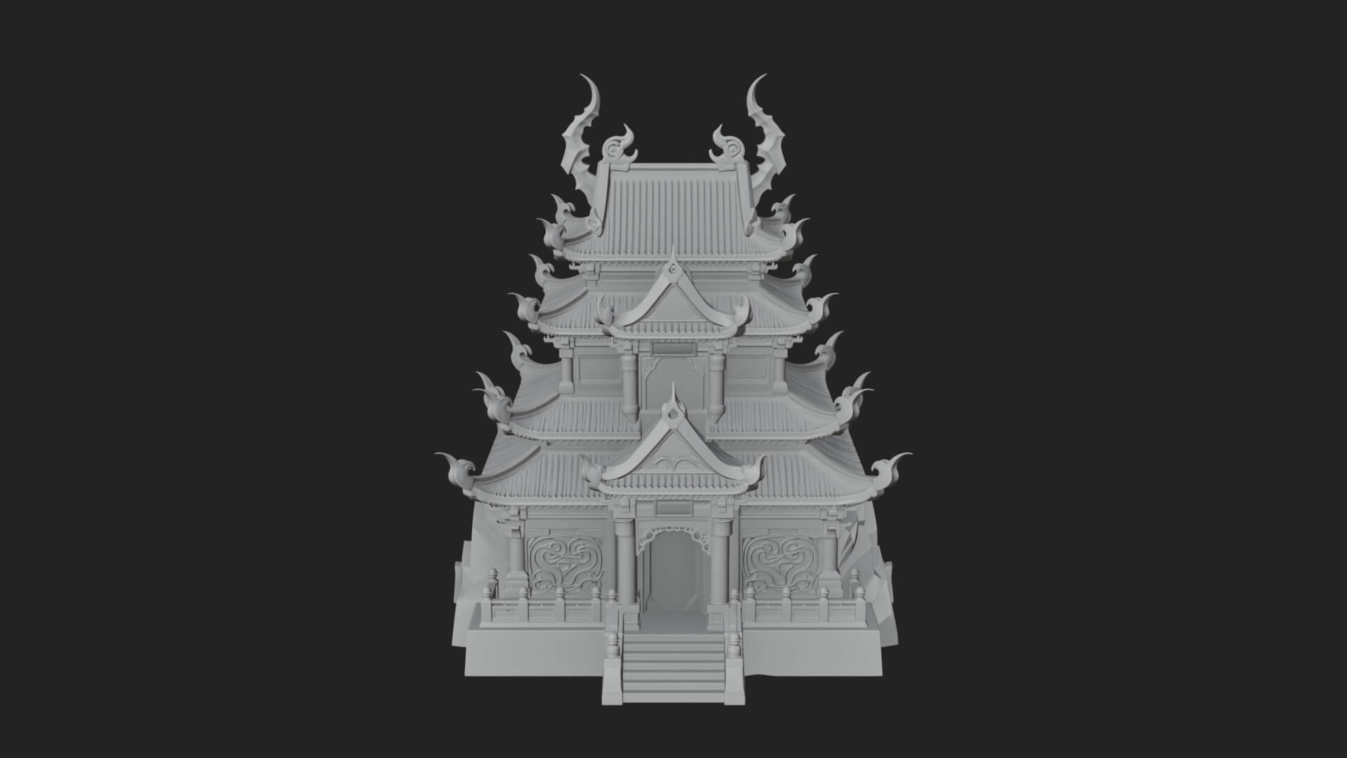 Tiered Pagoda Hall Temple Design 48 3D Print Model 3D Model