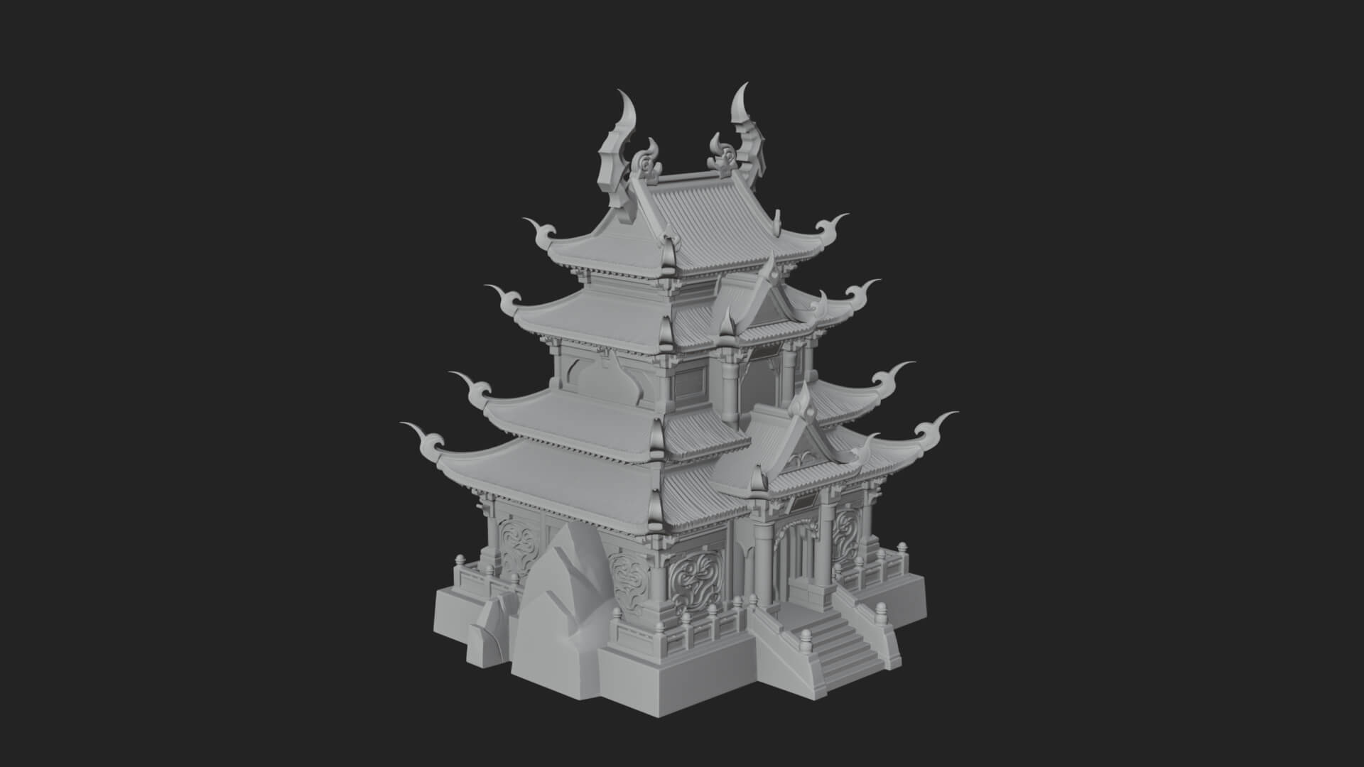 Tiered Pagoda Hall Temple Design 48 3D Print Model 3D Model