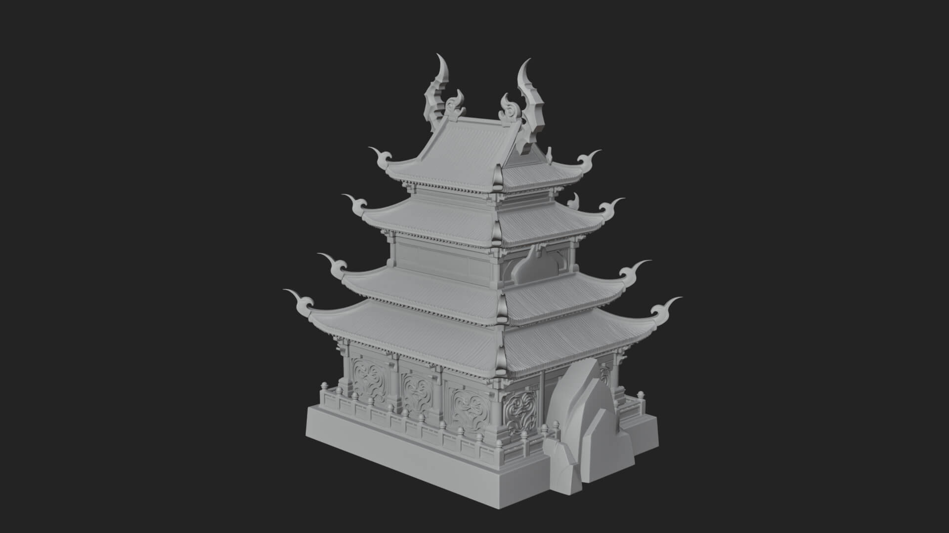 Tiered Pagoda Hall Temple Design 48 3D Print Model 3D Model