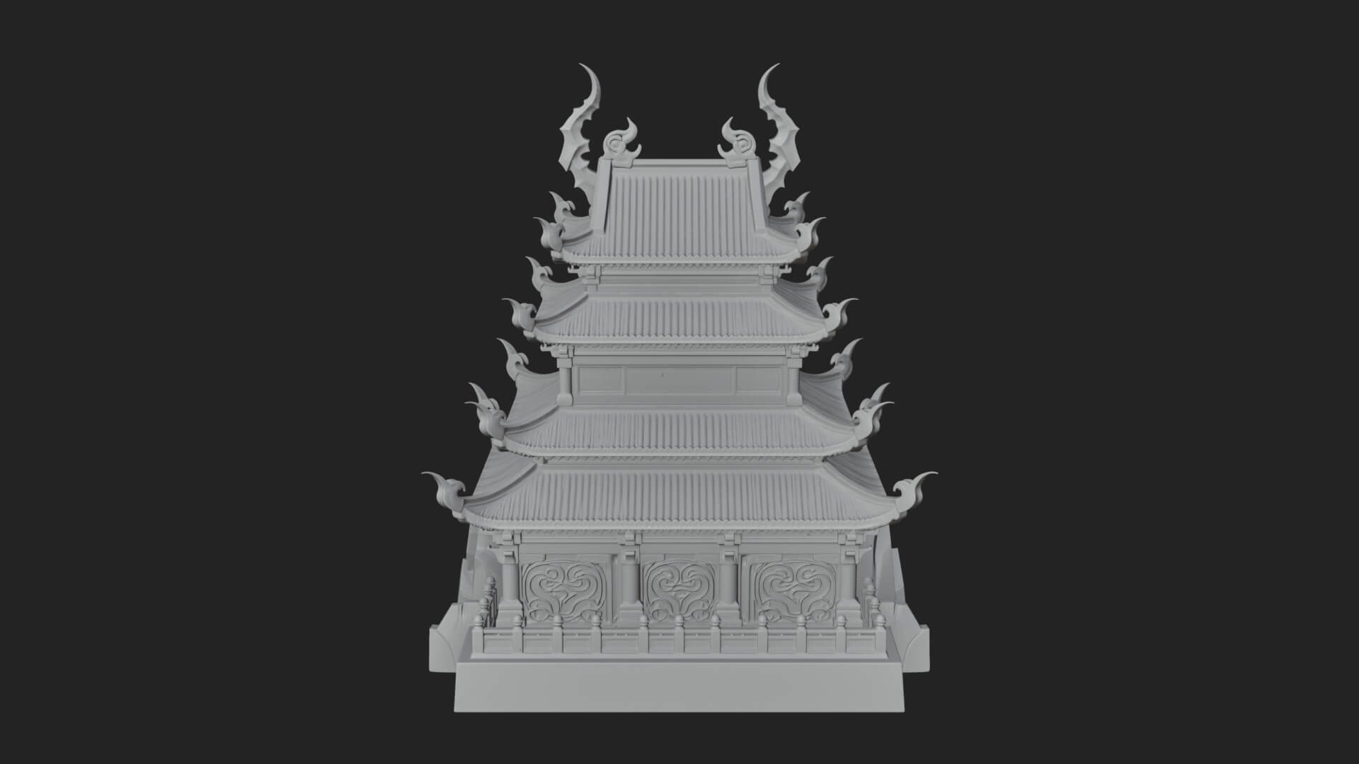 Tiered Pagoda Hall Temple Design 48 3D Print Model 3D Model
