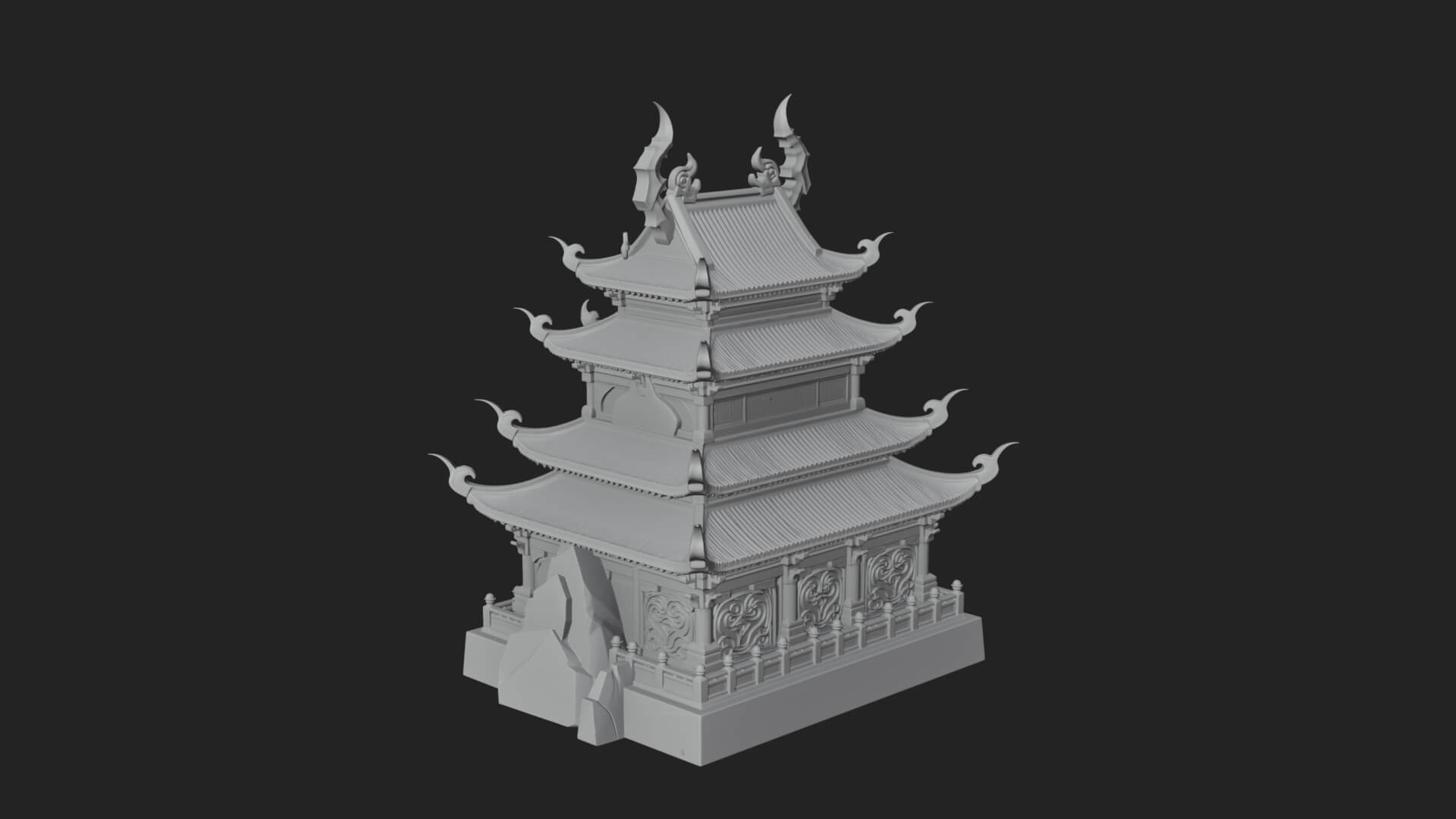Tiered Pagoda Hall Temple Design 48 3D Print Model 3D Model