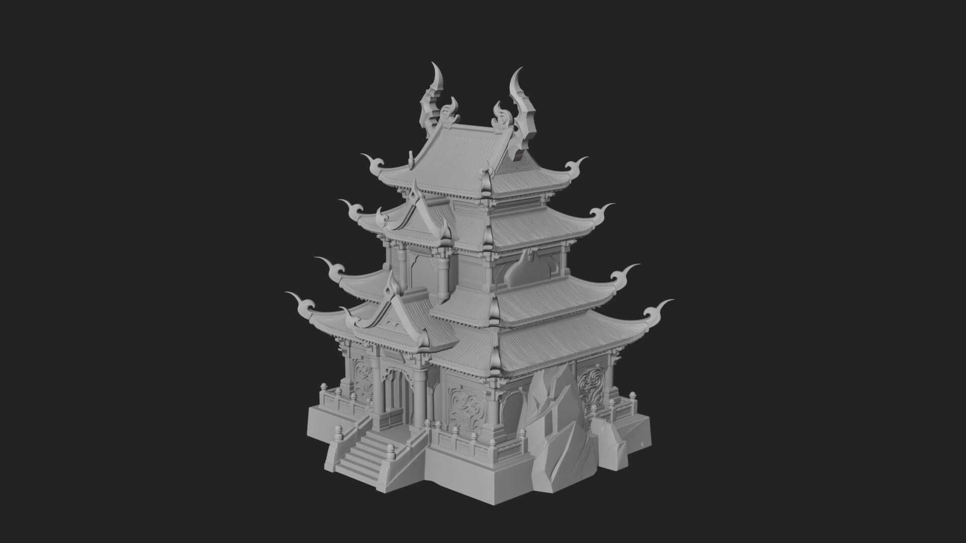 Tiered Pagoda Hall Temple Design 48 3D Print Model 3D Model
