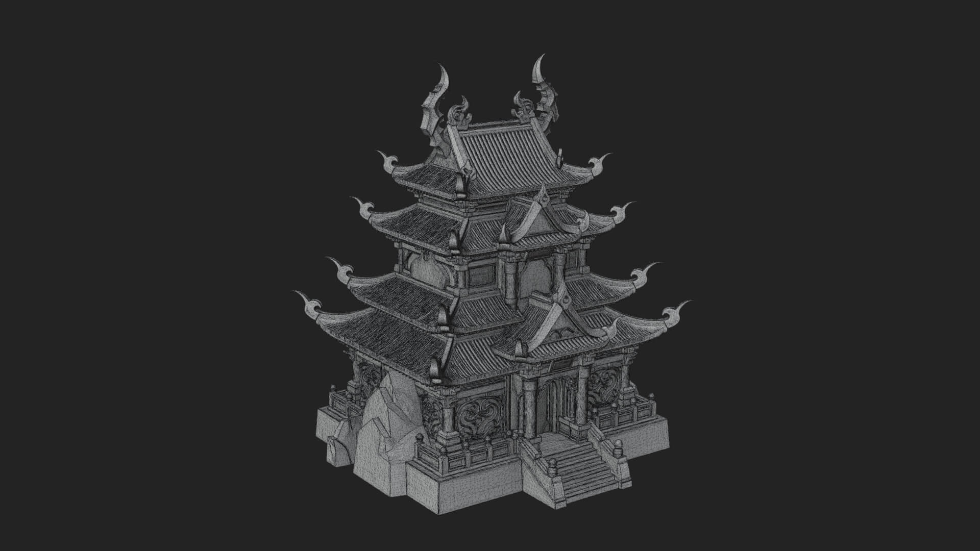 Tiered Pagoda Hall Temple Design 48 3D Print Model 3D Model