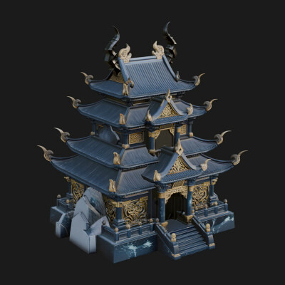 Tiered Pagoda Hall Temple Design 48 3D Print Model