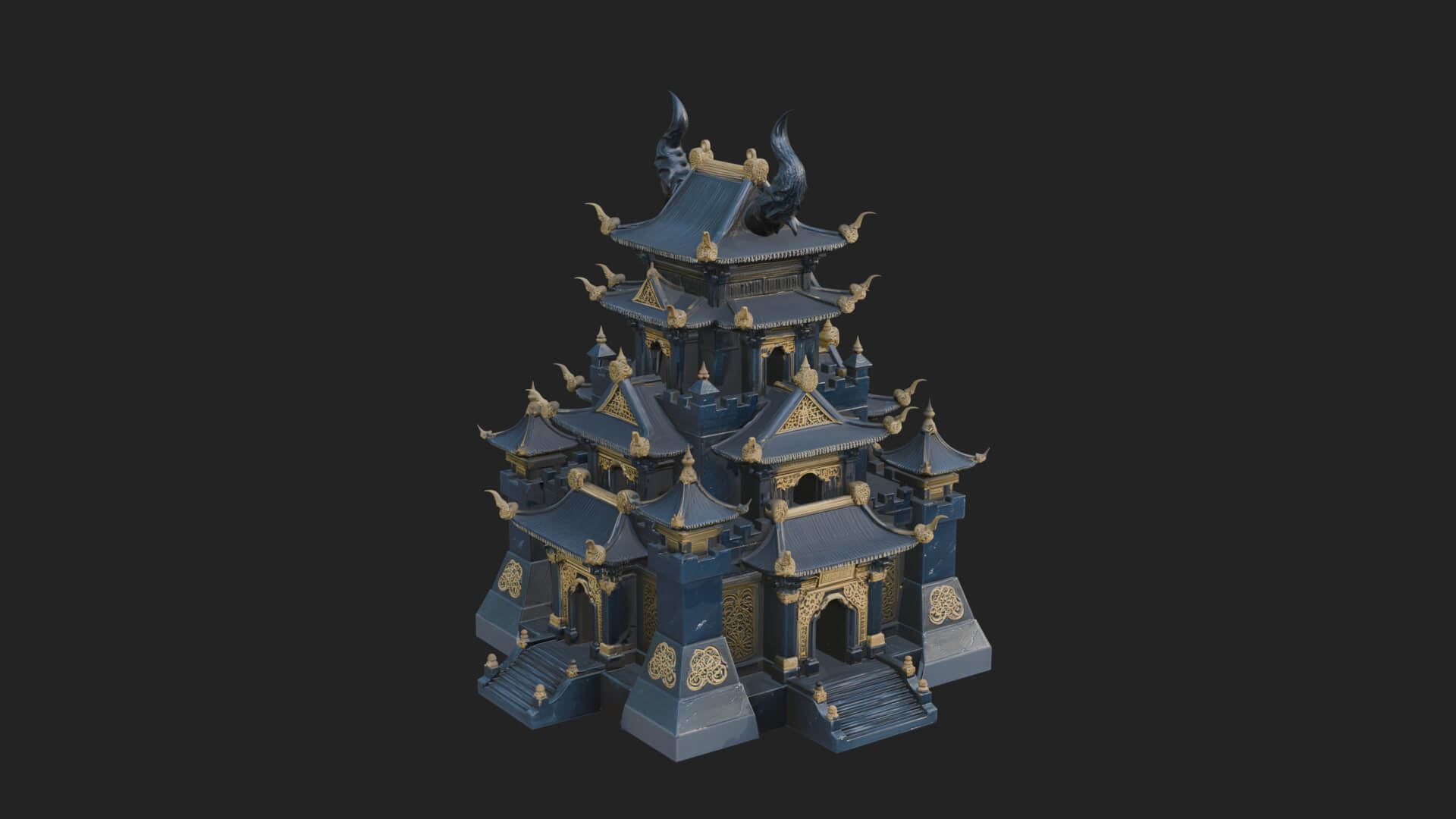 Tiered Pagoda Hall Temple Design 49 3D Print Model 3D Model