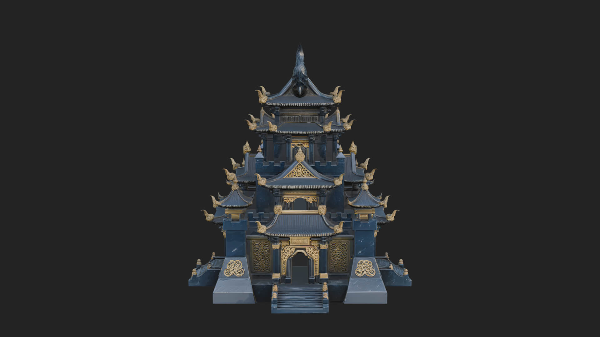 Tiered Pagoda Hall Temple Design 49 3D Print Model 3D Model