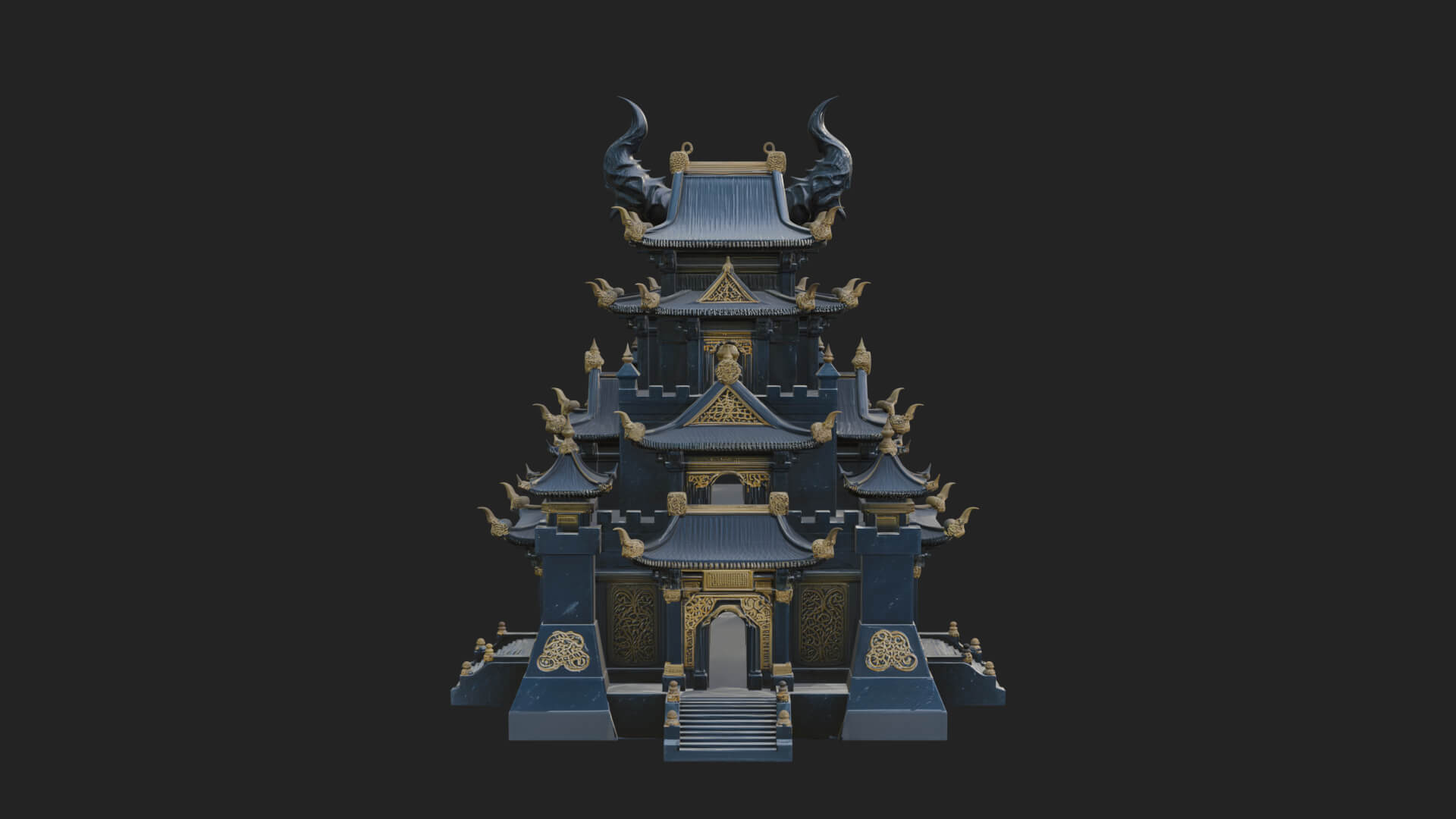 Tiered Pagoda Hall Temple Design 49 3D Print Model 3D Model