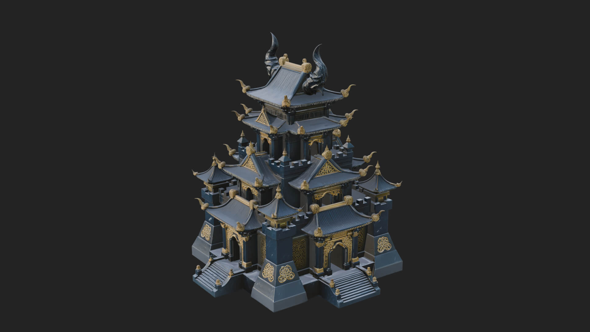 Tiered Pagoda Hall Temple Design 49 3D Print Model 3D Model