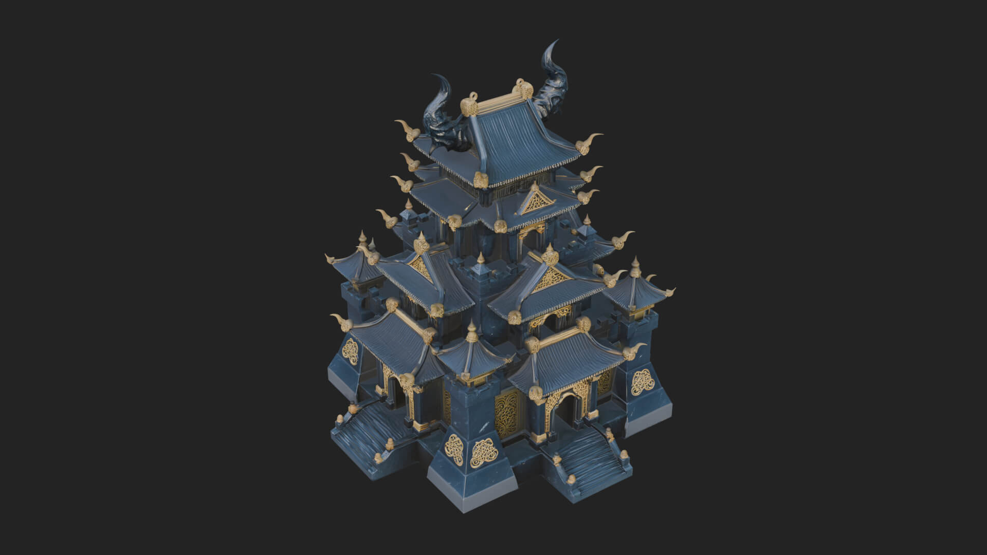 Tiered Pagoda Hall Temple Design 49 3D Print Model 3D Model