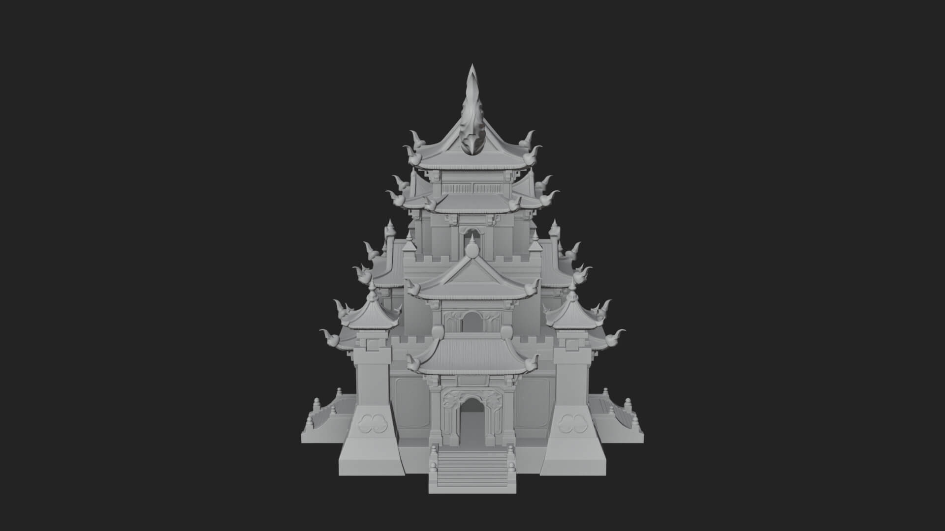 Tiered Pagoda Hall Temple Design 49 3D Print Model 3D Model