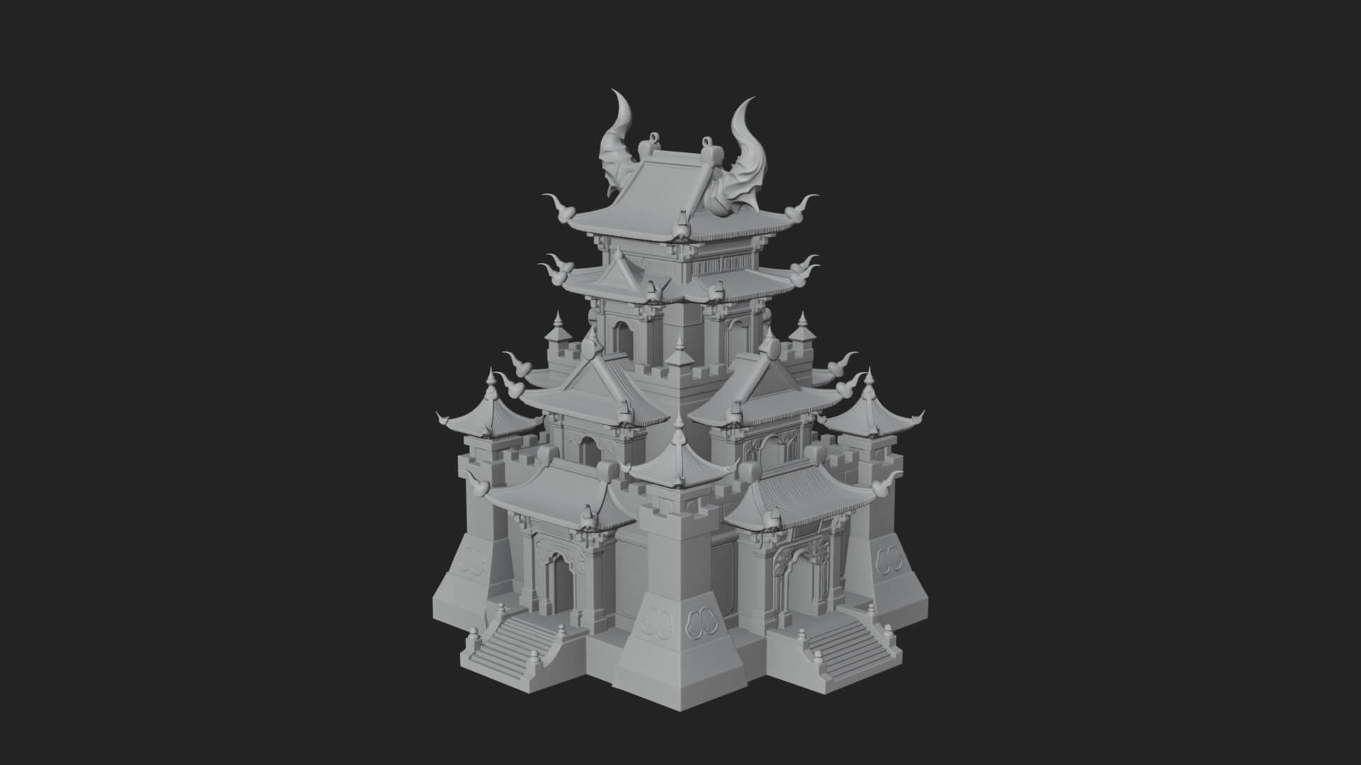 Tiered Pagoda Hall Temple Design 49 3D Print Model 3D Model