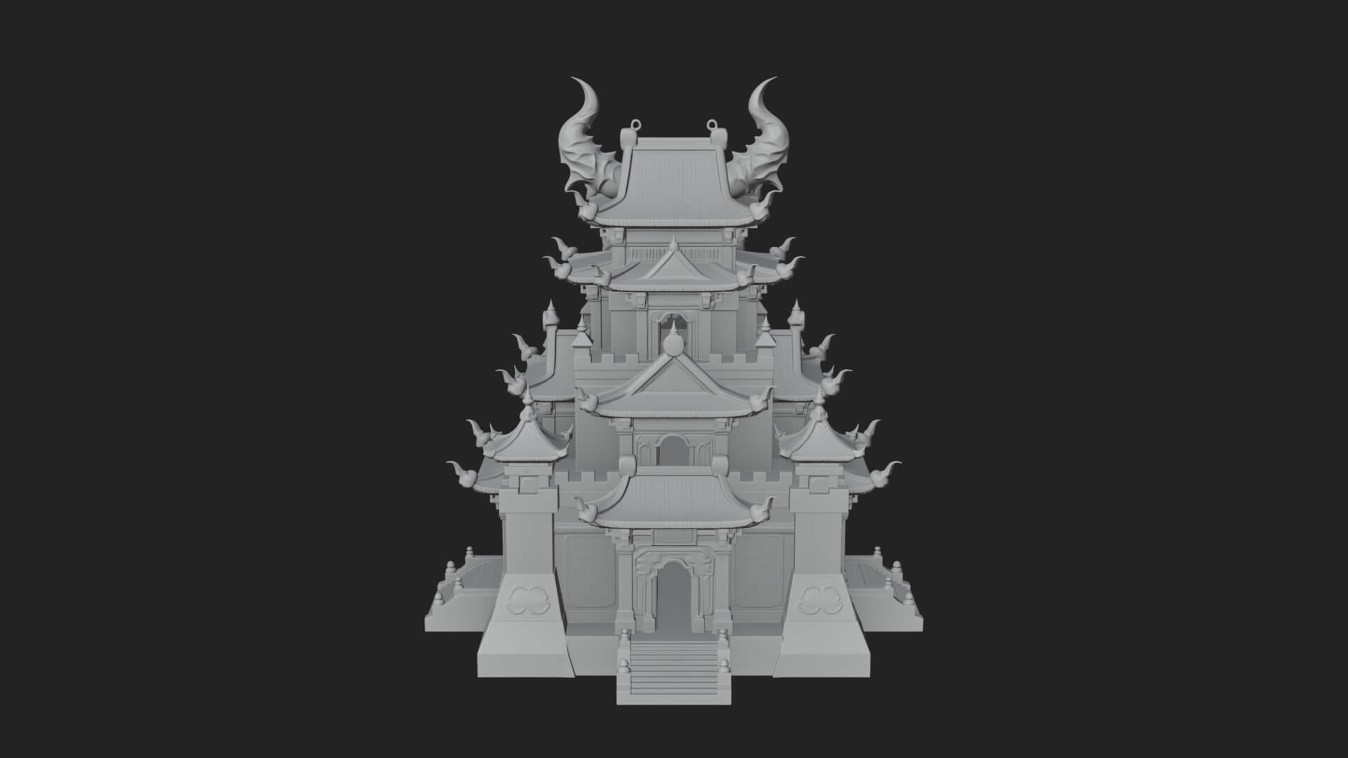 Tiered Pagoda Hall Temple Design 49 3D Print Model 3D Model