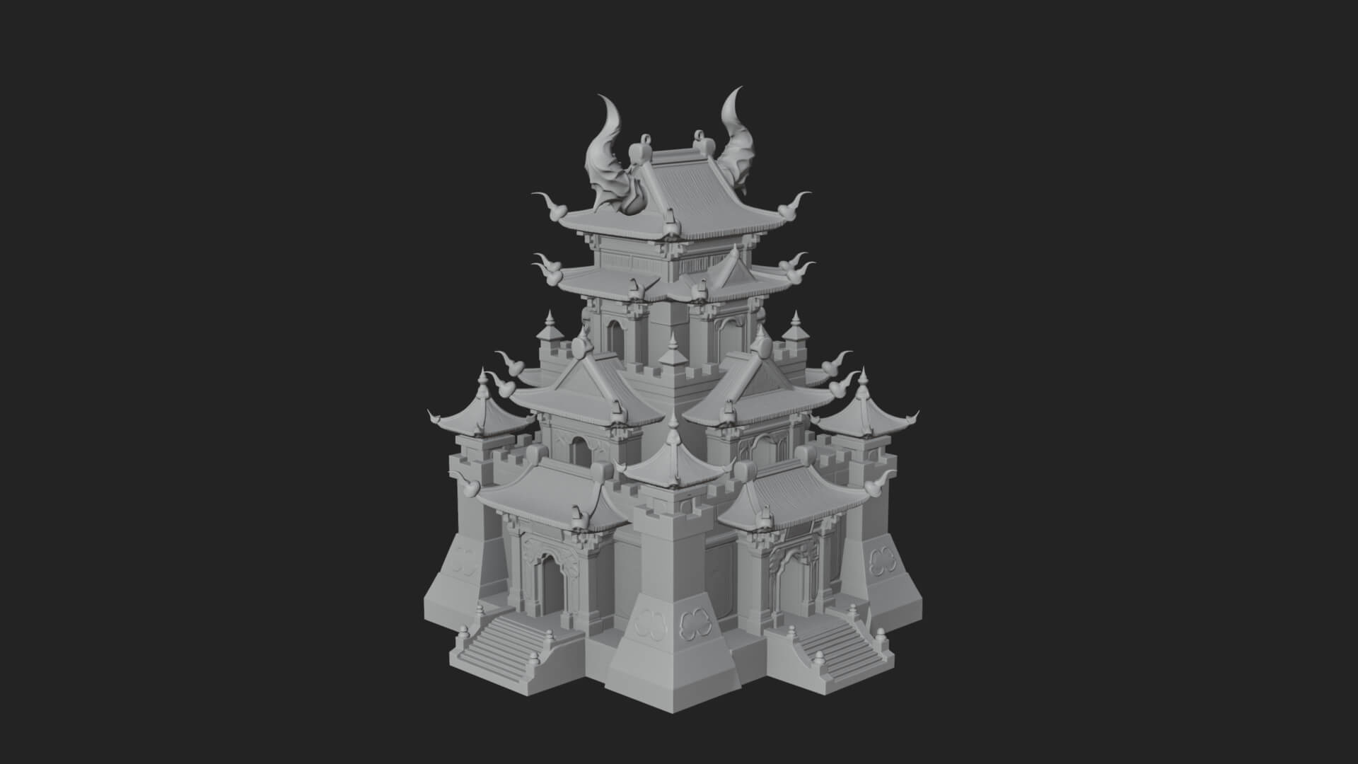 Tiered Pagoda Hall Temple Design 49 3D Print Model 3D Model