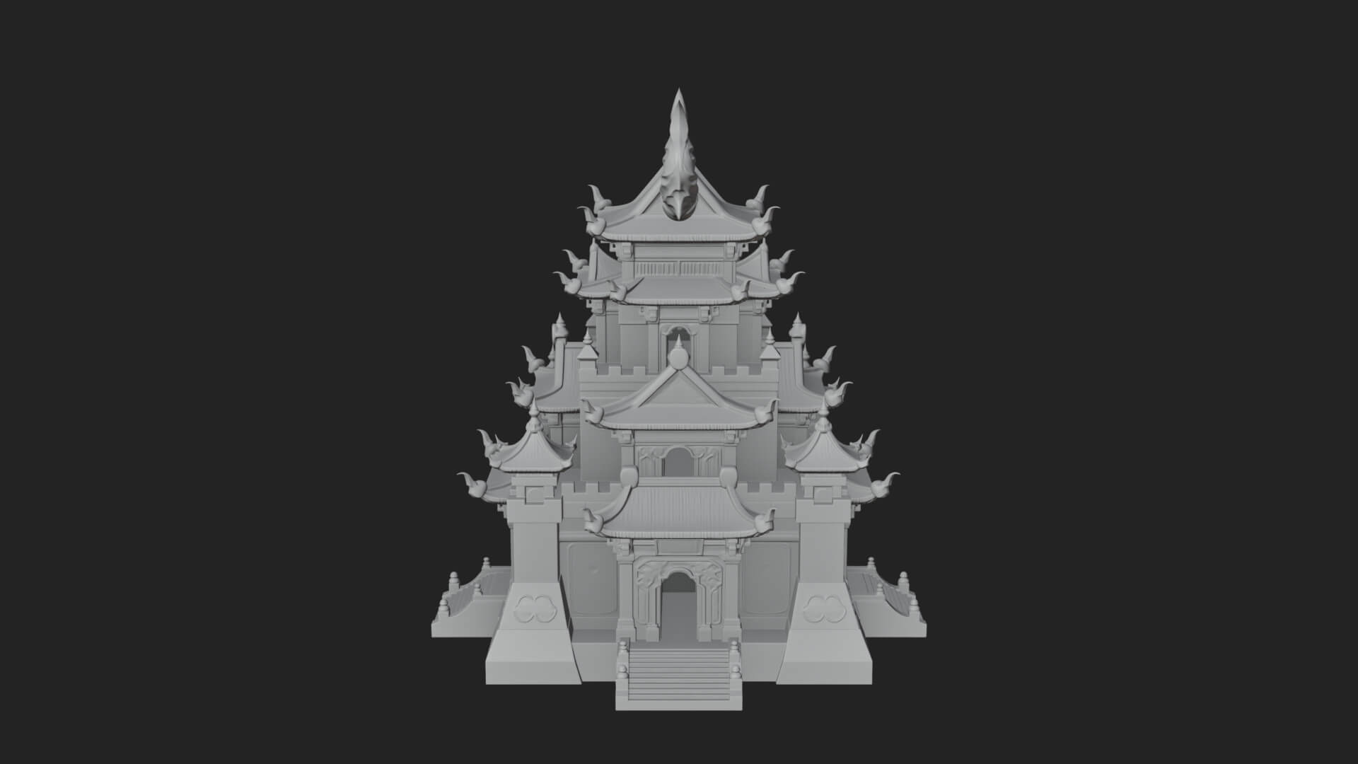 Tiered Pagoda Hall Temple Design 49 3D Print Model 3D Model