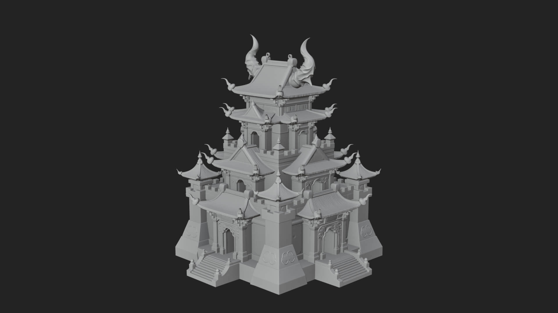 Tiered Pagoda Hall Temple Design 49 3D Print Model 3D Model