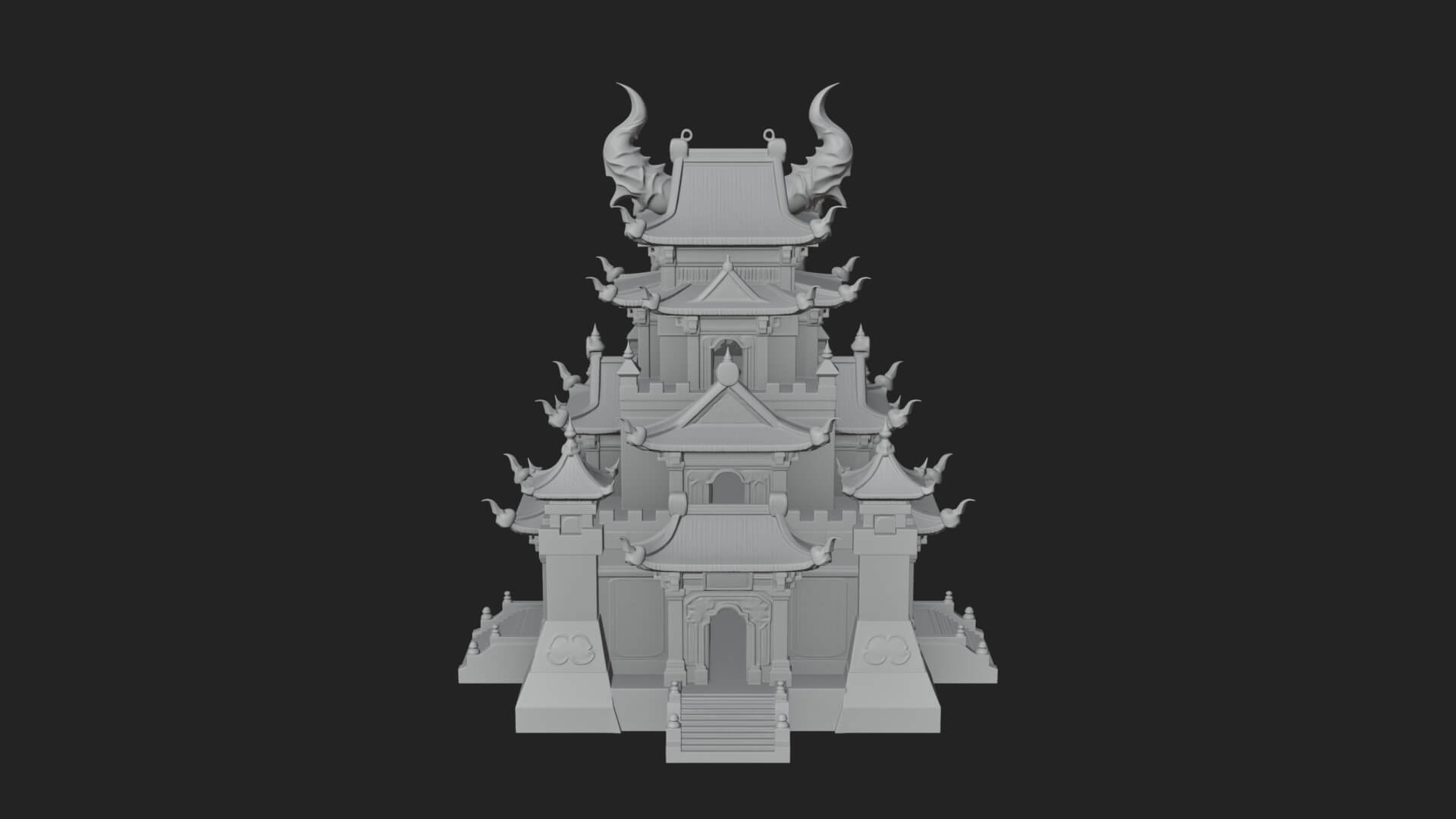 Tiered Pagoda Hall Temple Design 49 3D Print Model 3D Model