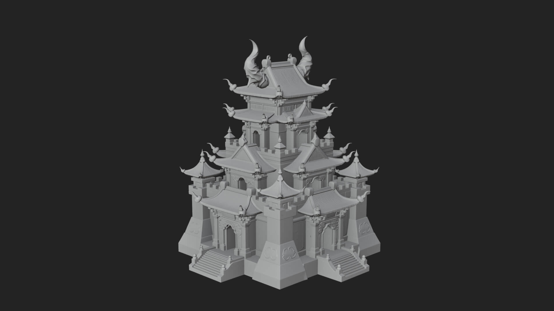 Tiered Pagoda Hall Temple Design 49 3D Print Model 3D Model