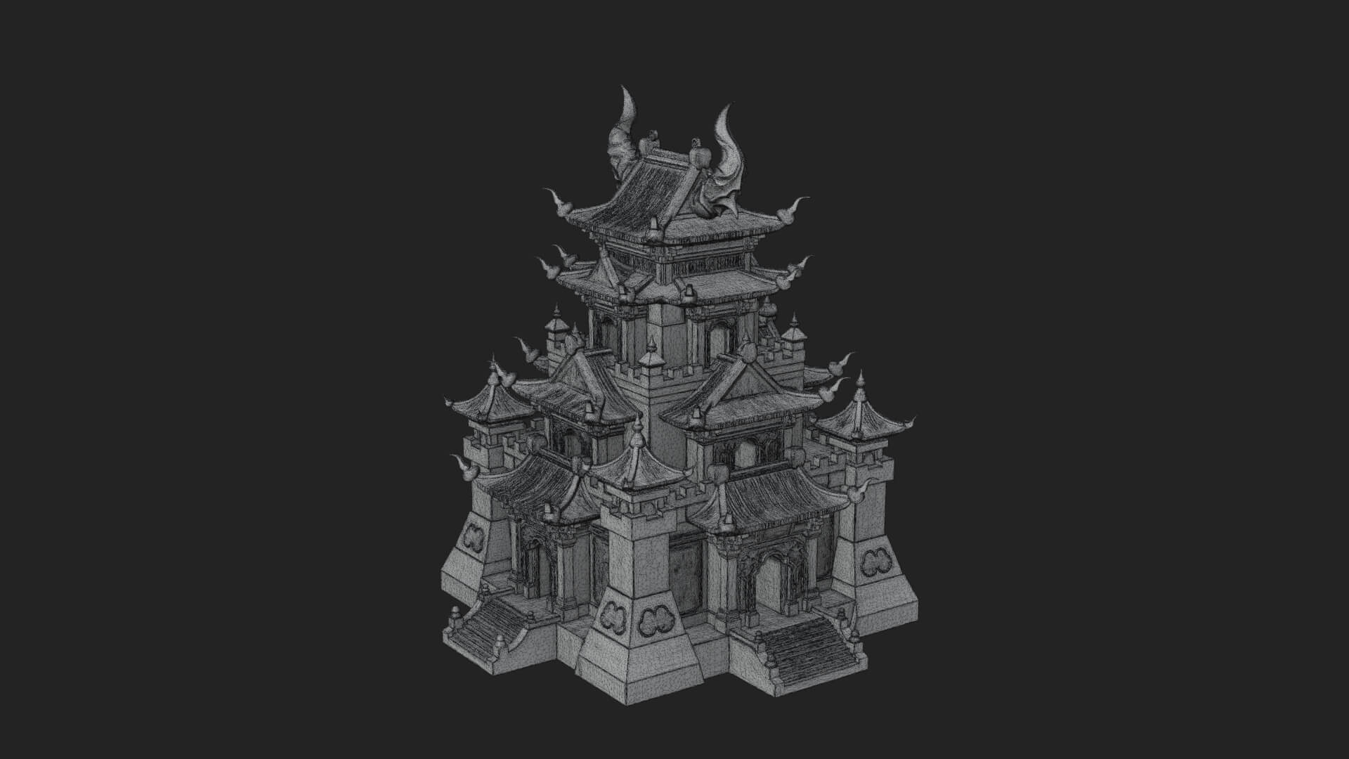 Tiered Pagoda Hall Temple Design 49 3D Print Model 3D Model