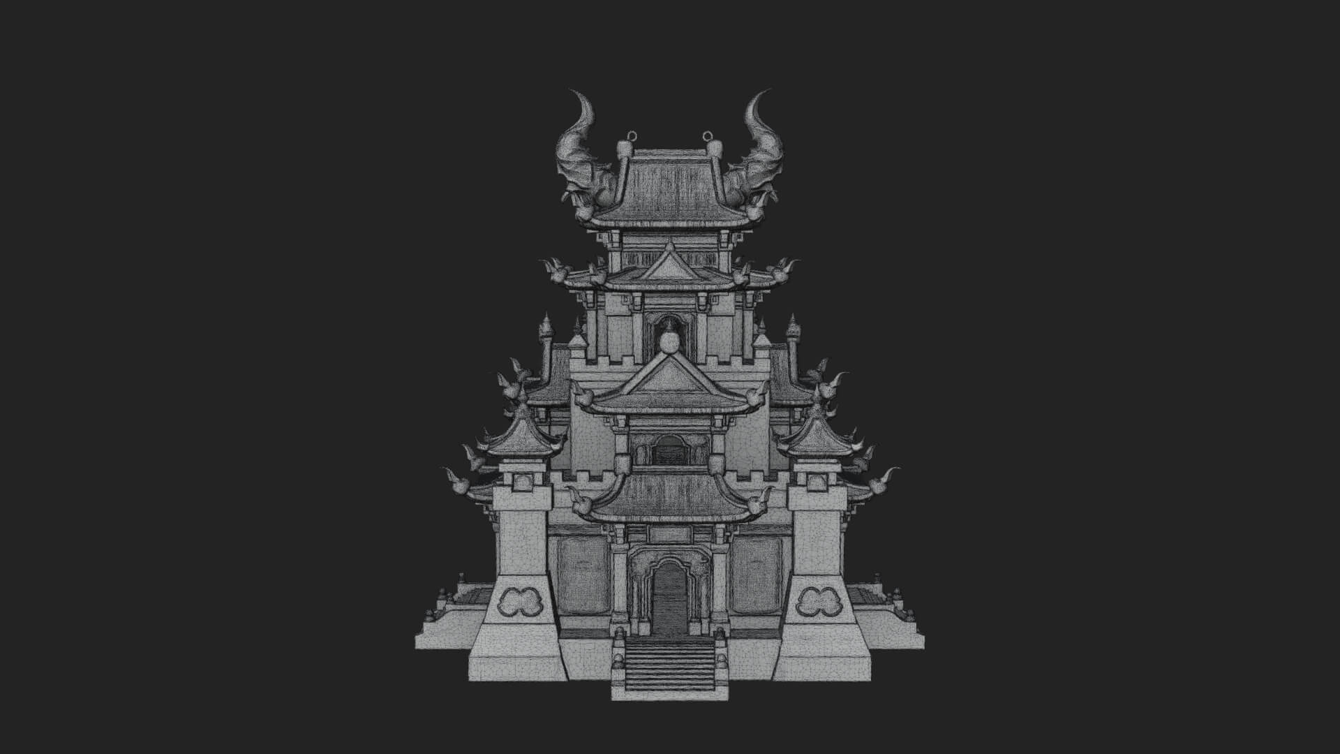 Tiered Pagoda Hall Temple Design 49 3D Print Model 3D Model