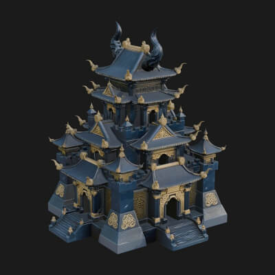 Tiered Pagoda Hall Temple Design 49 3D Print Model