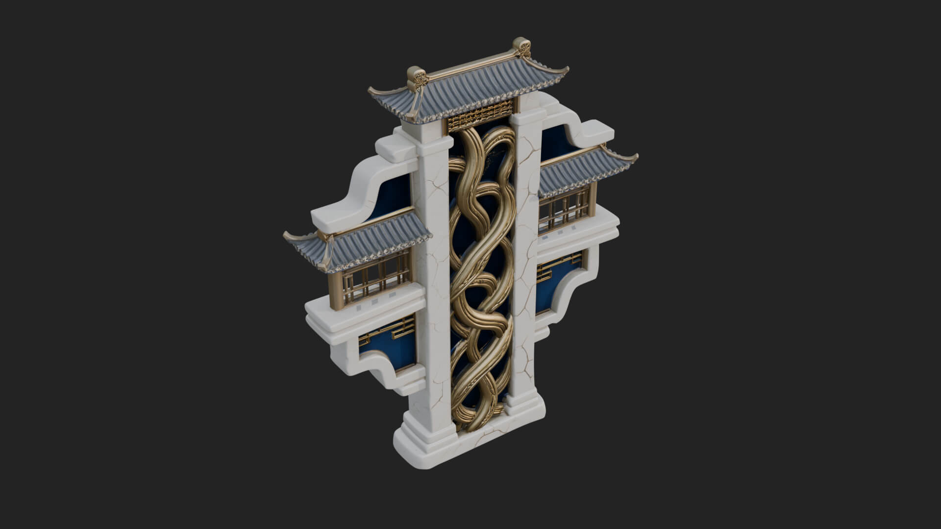 Tiered Pagoda Hall Temple Design 5 3D Print Model 3D Model