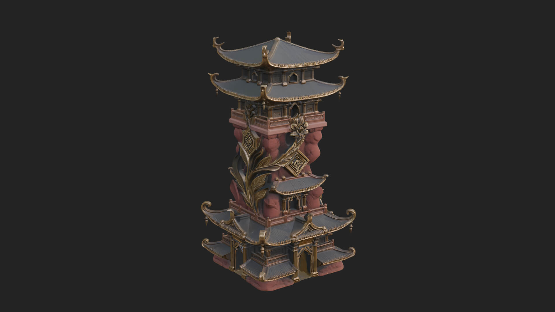 Tiered Pagoda Hall Temple Design 50 3D Print Model 3D Model