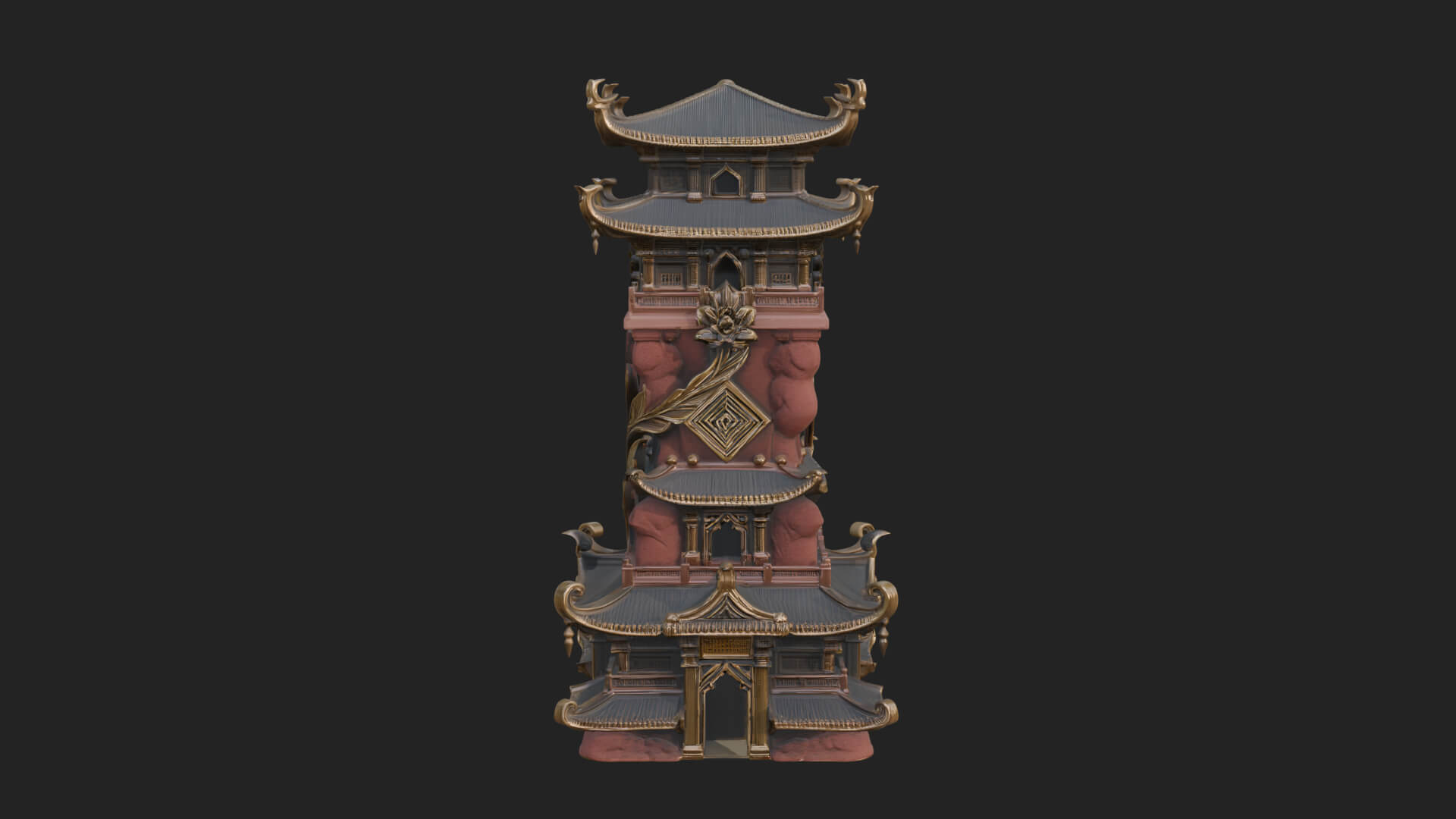 Tiered Pagoda Hall Temple Design 50 3D Print Model 3D Model