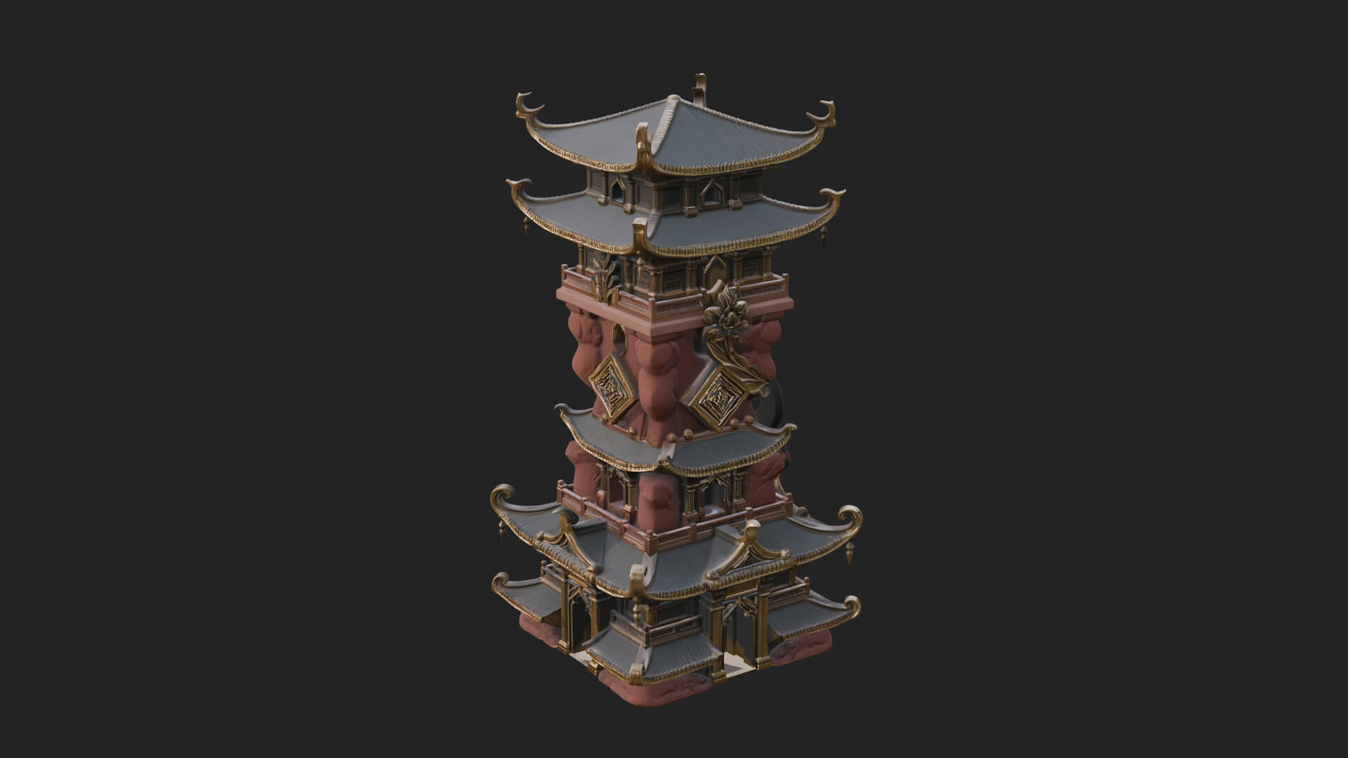 Tiered Pagoda Hall Temple Design 50 3D Print Model 3D Model