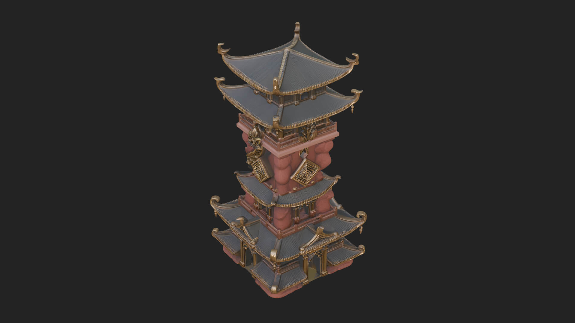 Tiered Pagoda Hall Temple Design 50 3D Print Model 3D Model