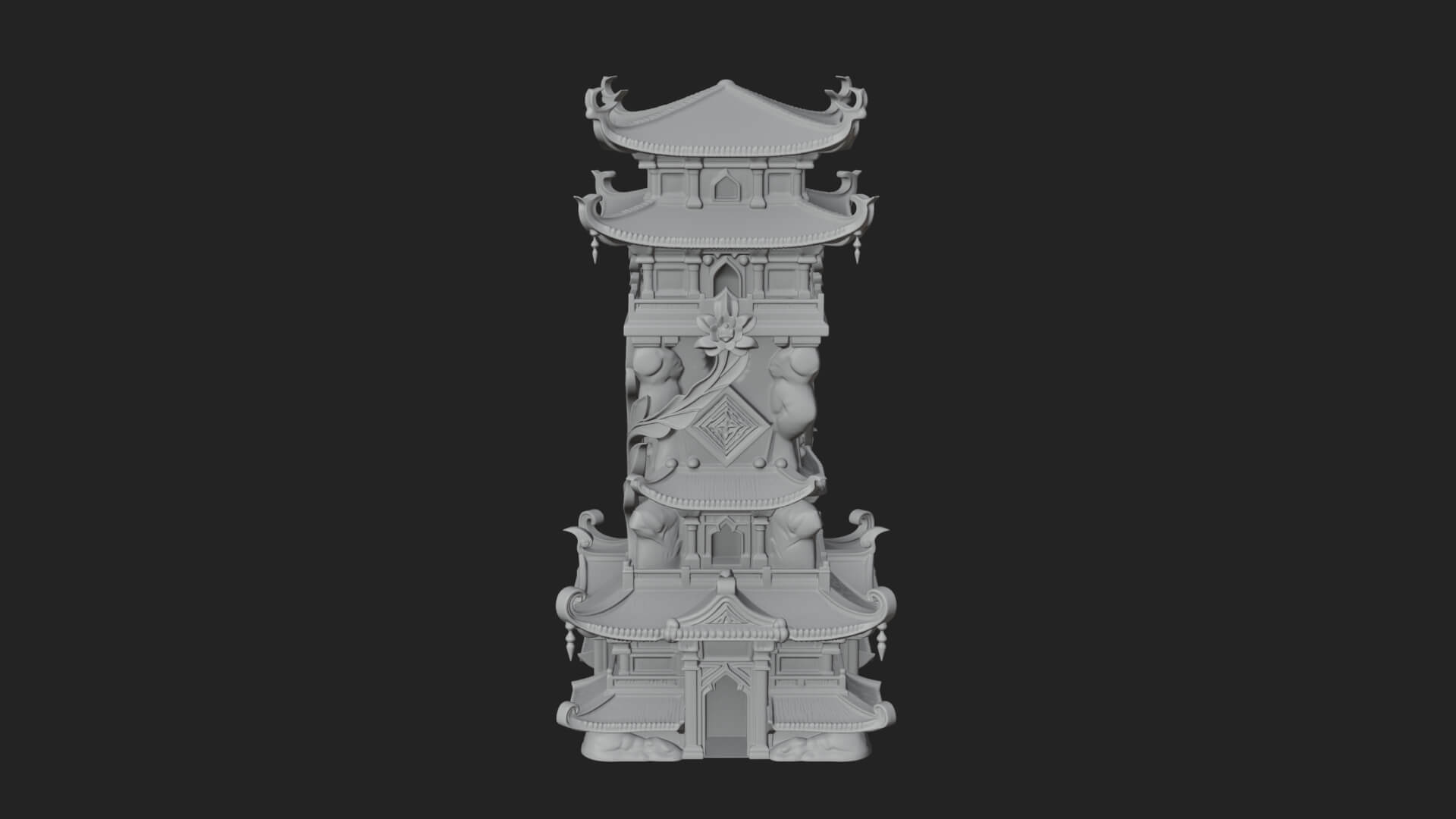 Tiered Pagoda Hall Temple Design 50 3D Print Model 3D Model